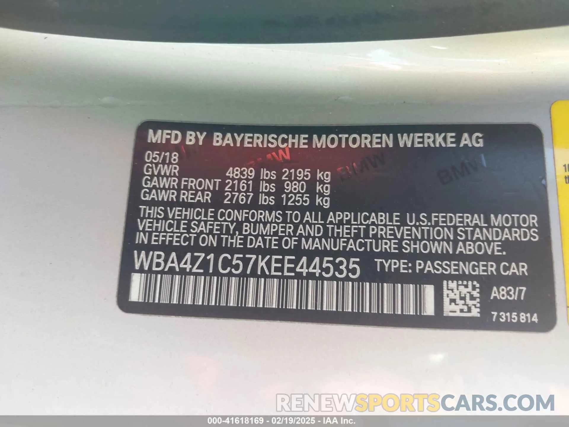 9 Photograph of a damaged car WBA4Z1C57KEE44535 BMW 430I 2019