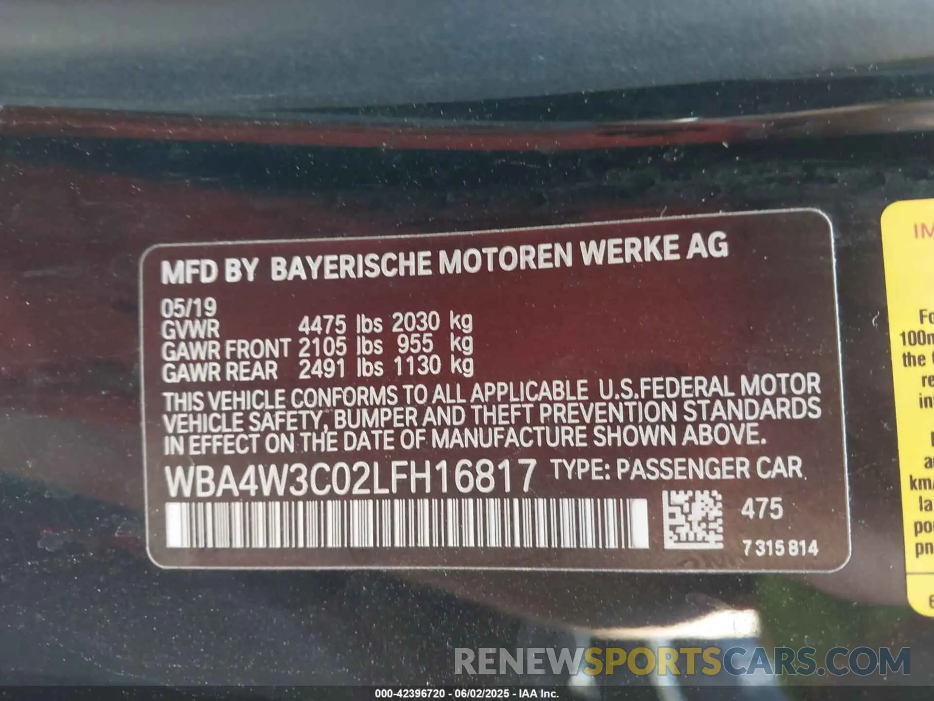 9 Photograph of a damaged car WBA4W3C02LFH16817 BMW 430I 2020