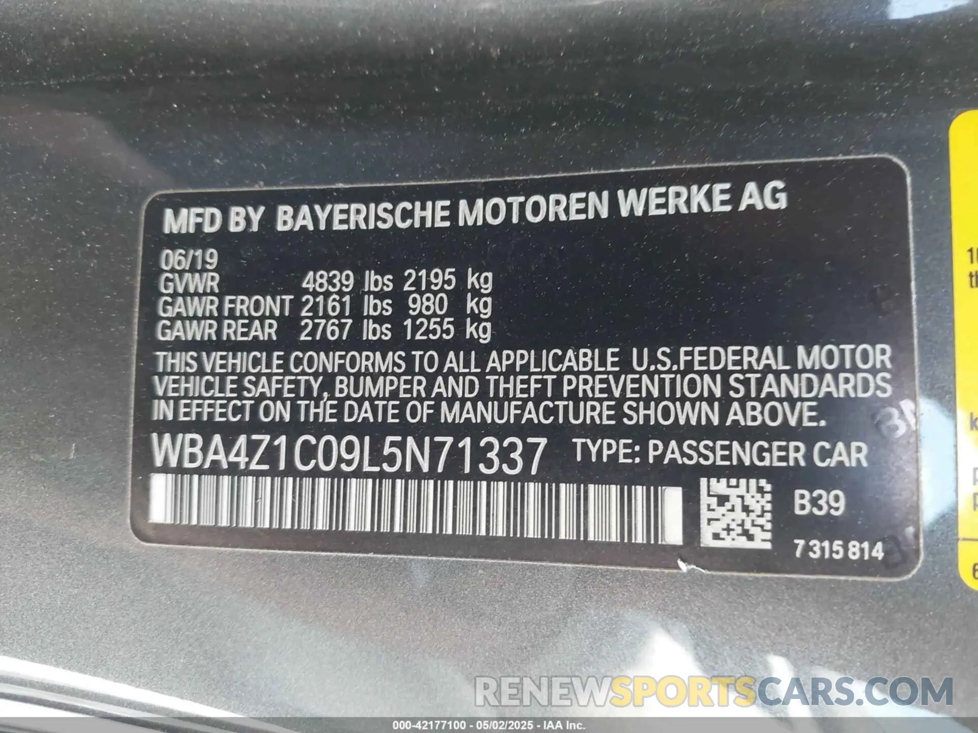 9 Photograph of a damaged car WBA4Z1C09L5N71337 BMW 430I 2020
