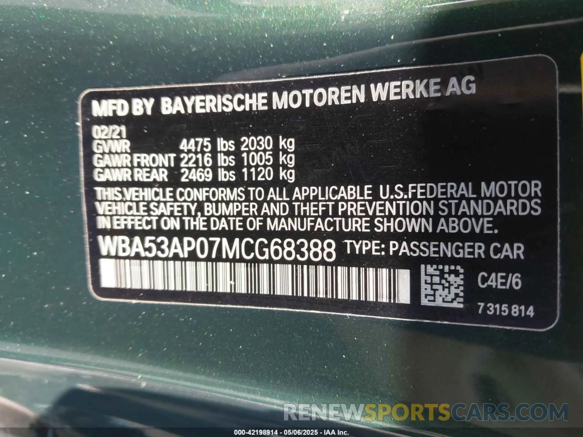 9 Photograph of a damaged car WBA53AP07MCG68388 BMW 430I 2021