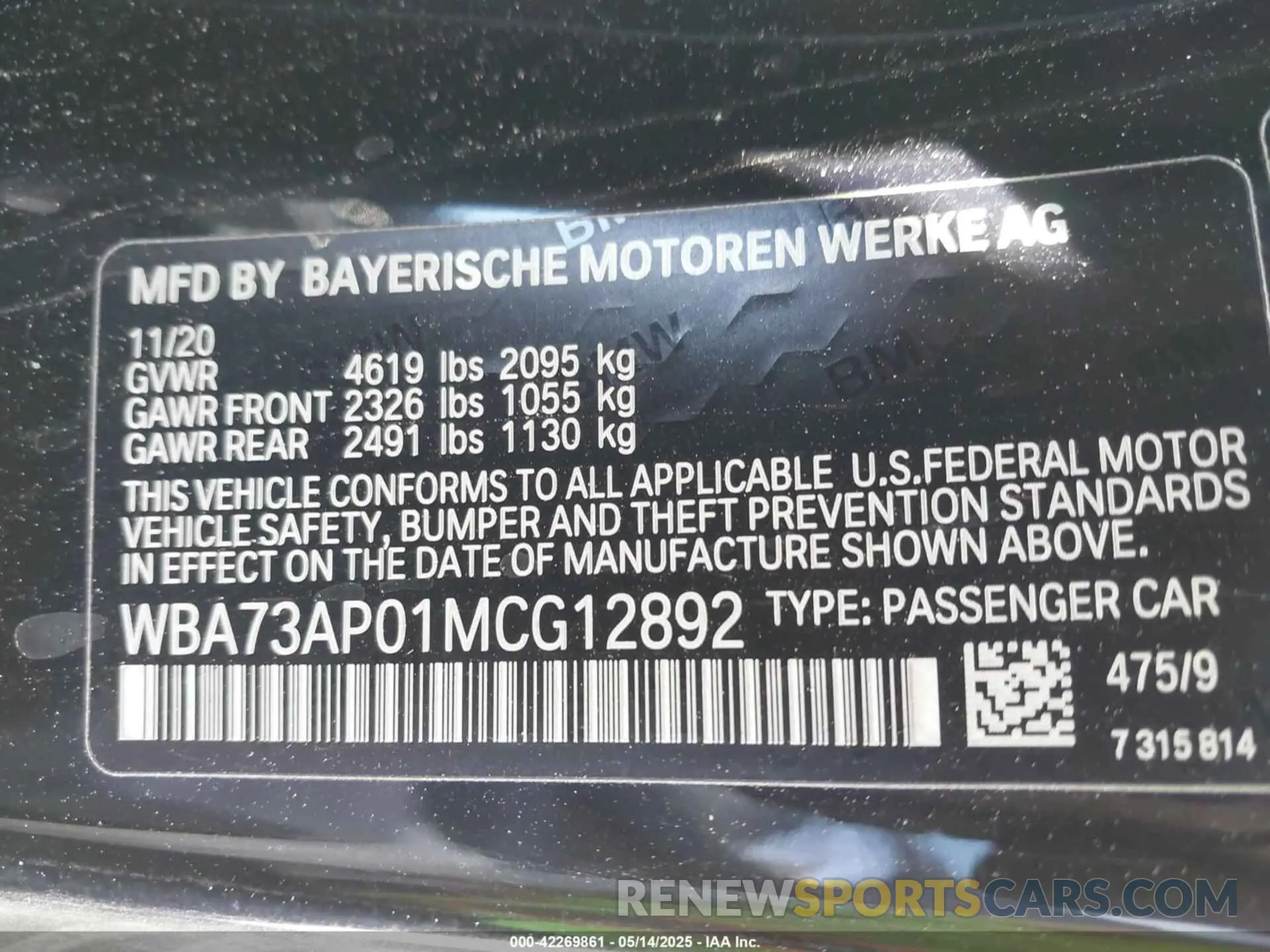 9 Photograph of a damaged car WBA73AP01MCG12892 BMW 430I 2021