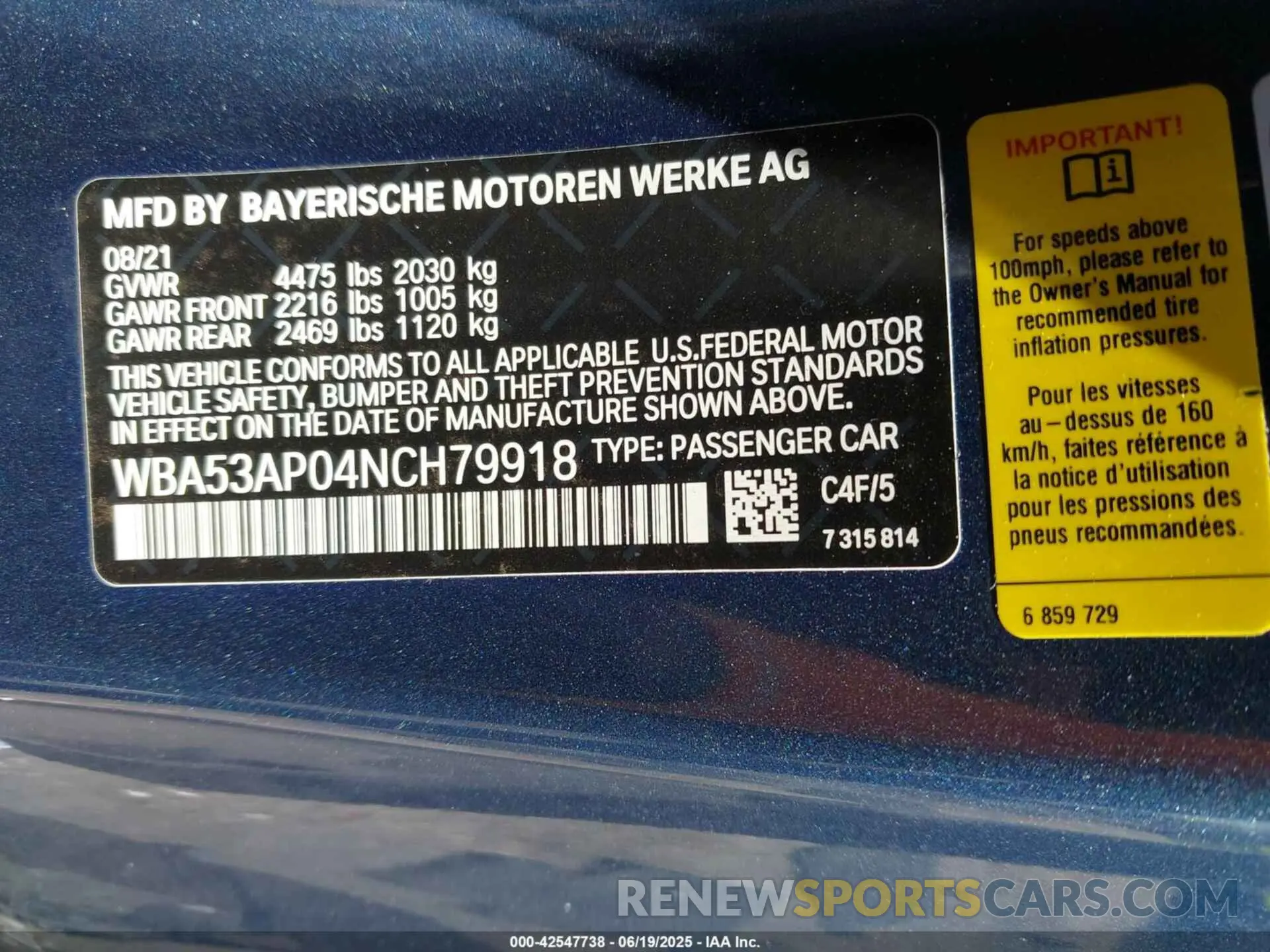 9 Photograph of a damaged car WBA53AP04NCH79918 BMW 430I 2022