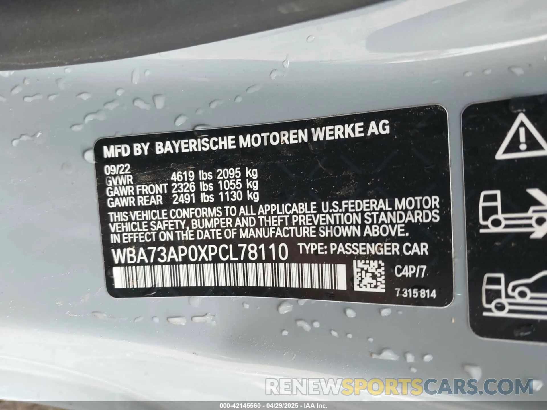 9 Photograph of a damaged car WBA73AP0XPCL78110 BMW 430I 2023