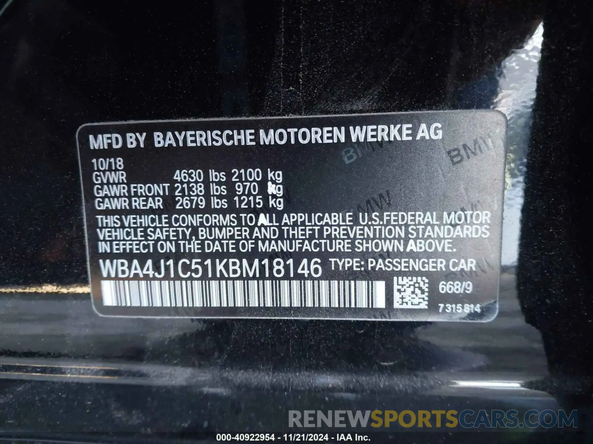 9 Photograph of a damaged car WBA4J1C51KBM18146 BMW 430I GRAN COUPE 2019