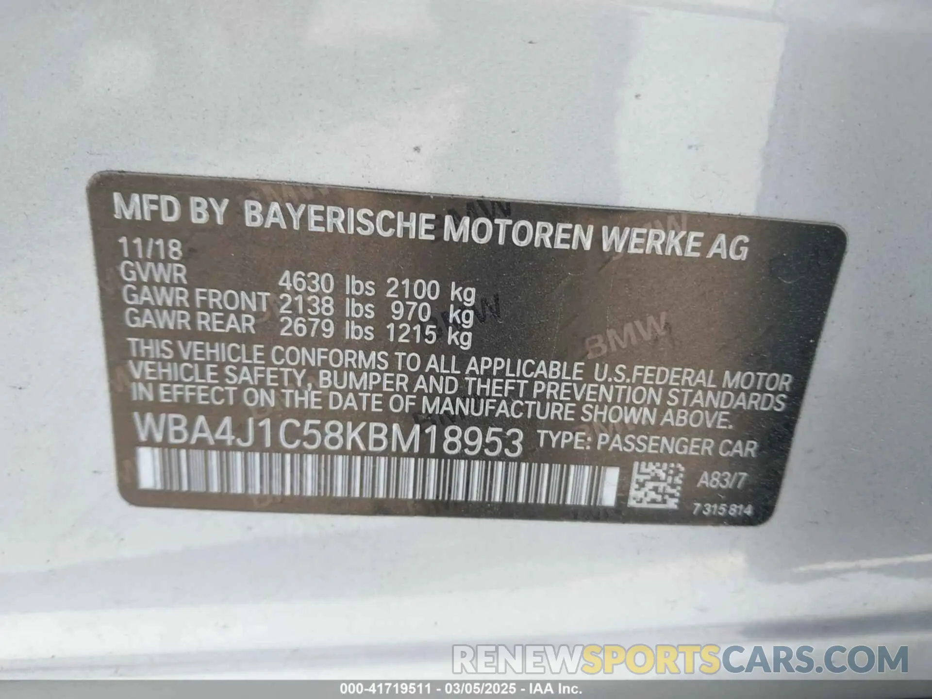 9 Photograph of a damaged car WBA4J1C58KBM18953 BMW 430I GRAN COUPE 2019
