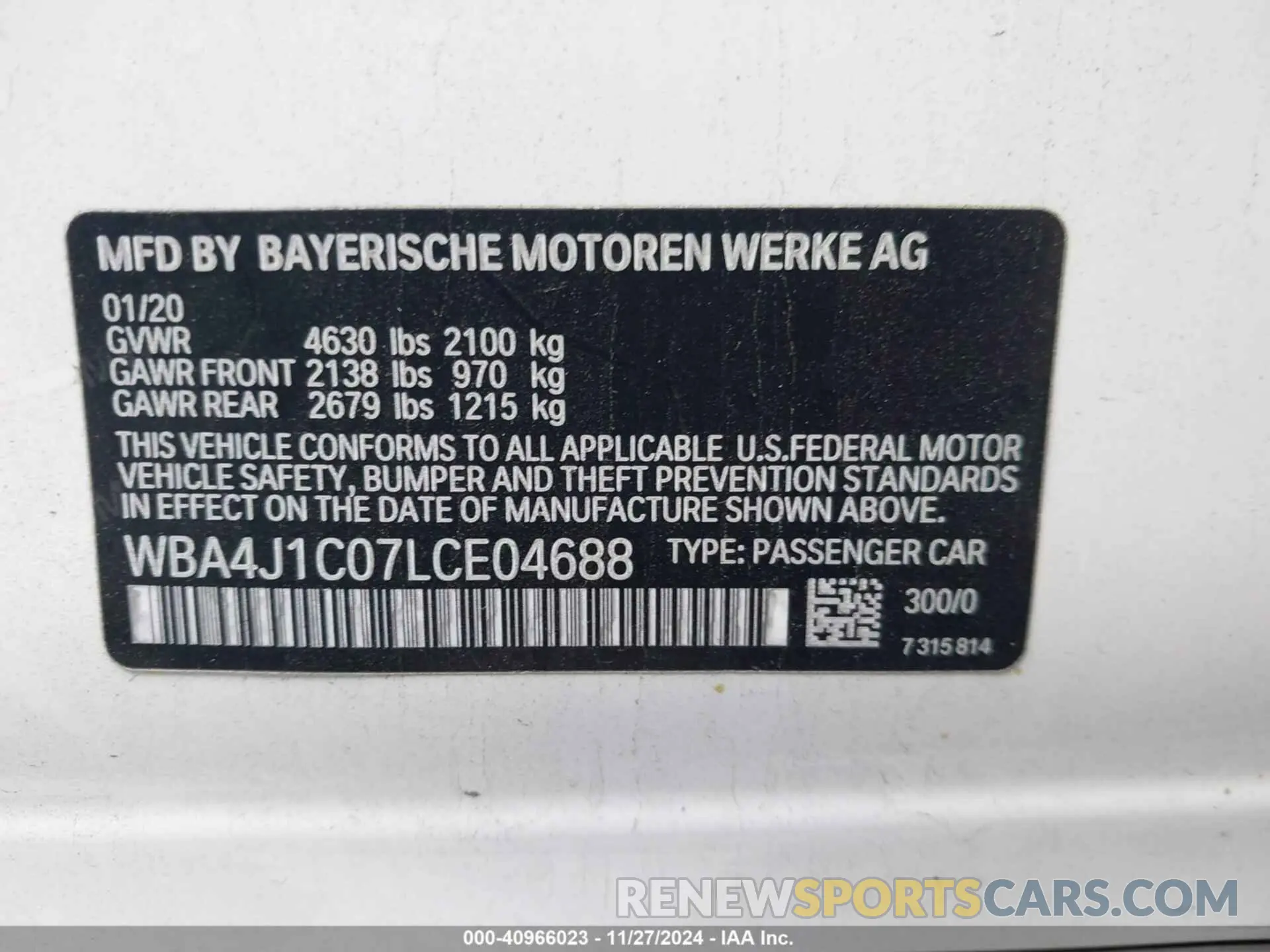 9 Фотография поврежденного автомобиля WBA4J1C07LCE04688 BMW 430I GRAN COUPE 2020