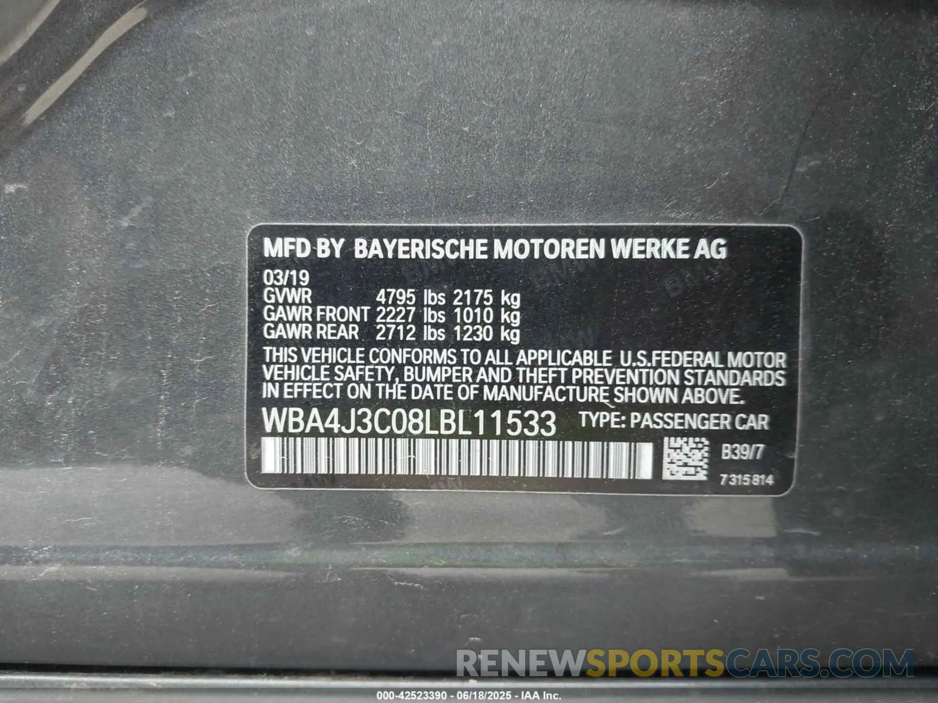 9 Фотография поврежденного автомобиля WBA4J3C08LBL11533 BMW 430I GRAN COUPE 2020