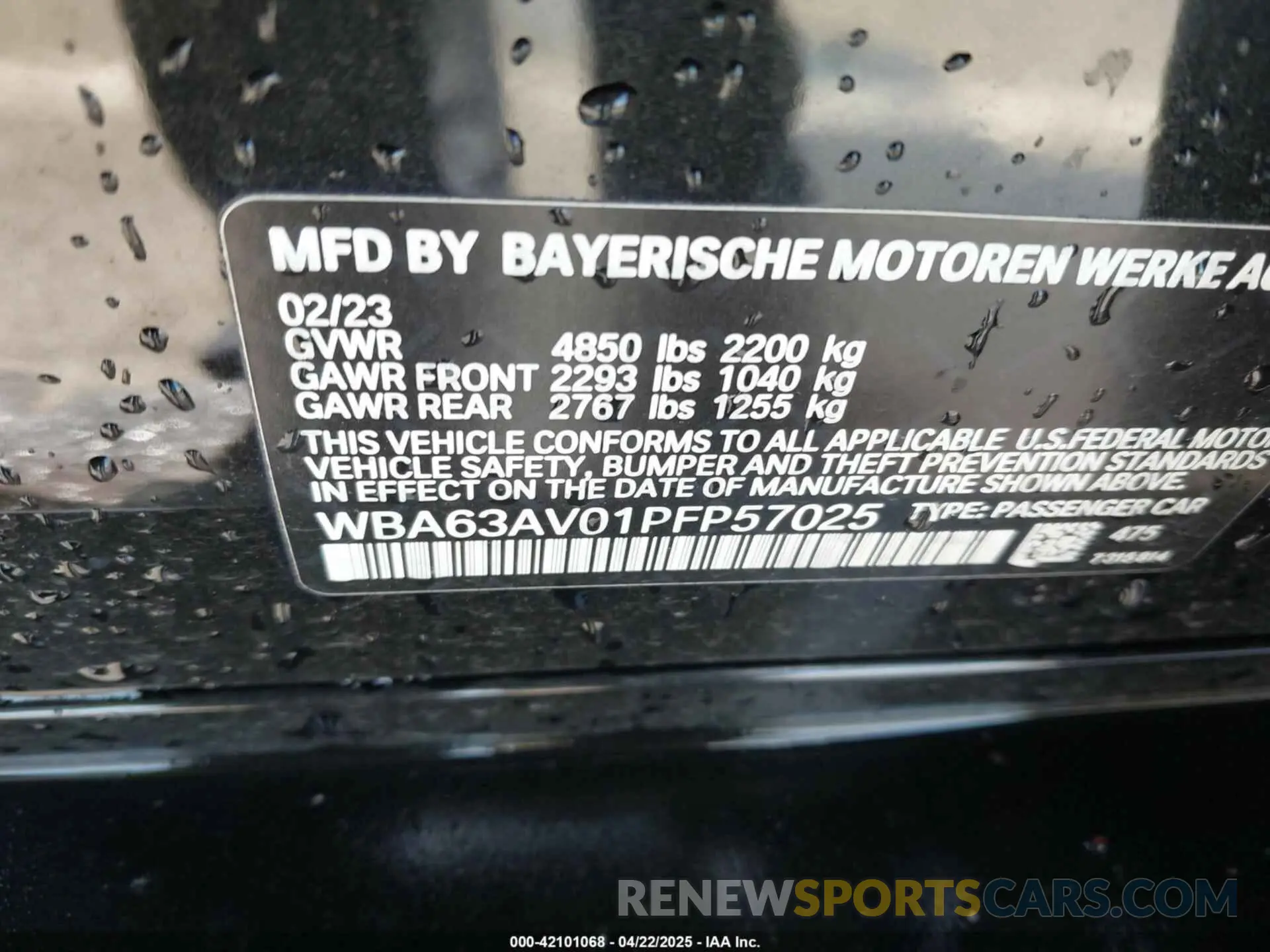9 Фотография поврежденного автомобиля WBA63AV01PFP57025 BMW 430I GRAN COUPE 2023