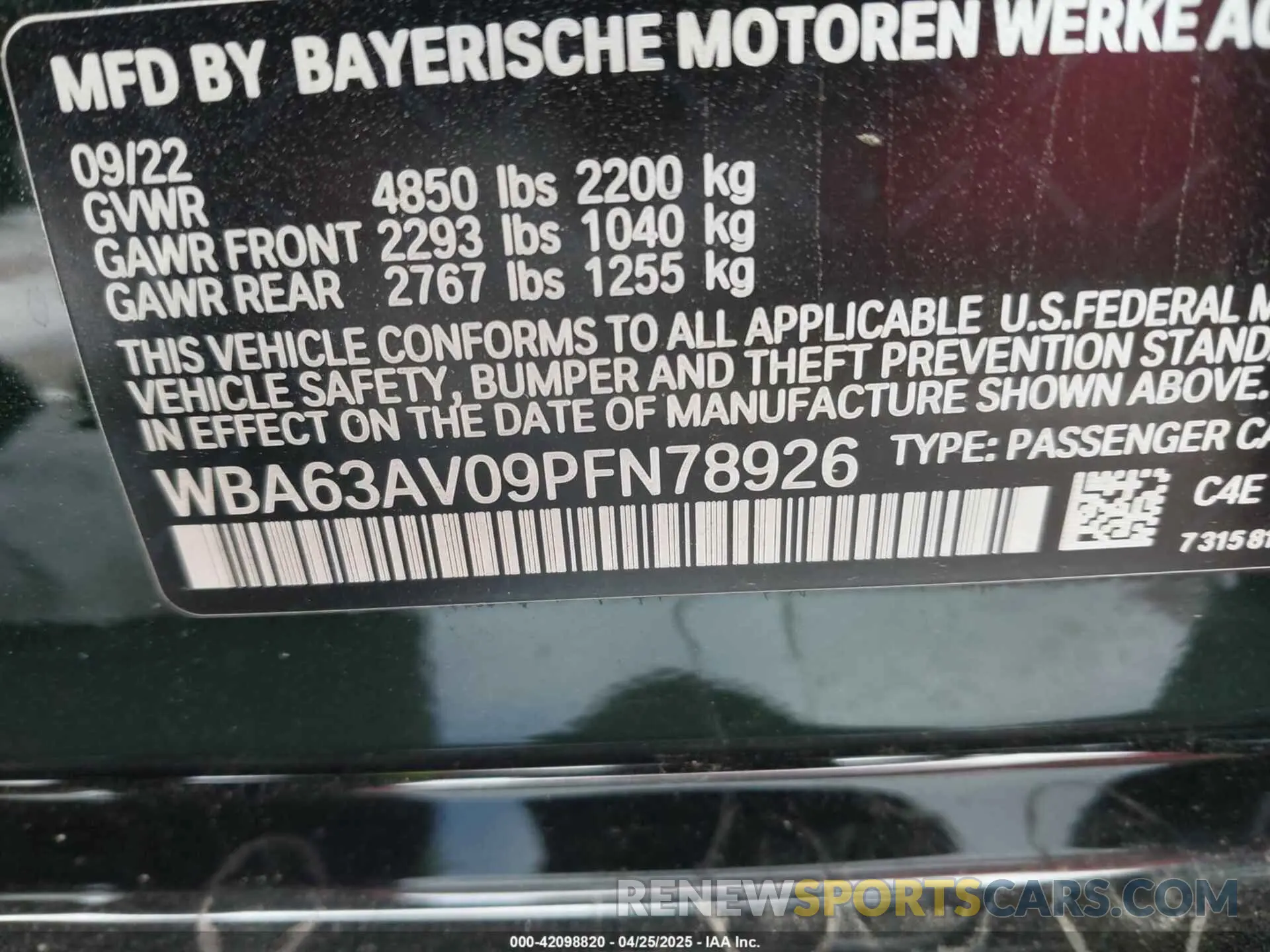 9 Фотография поврежденного автомобиля WBA63AV09PFN78926 BMW 430I GRAN COUPE 2023