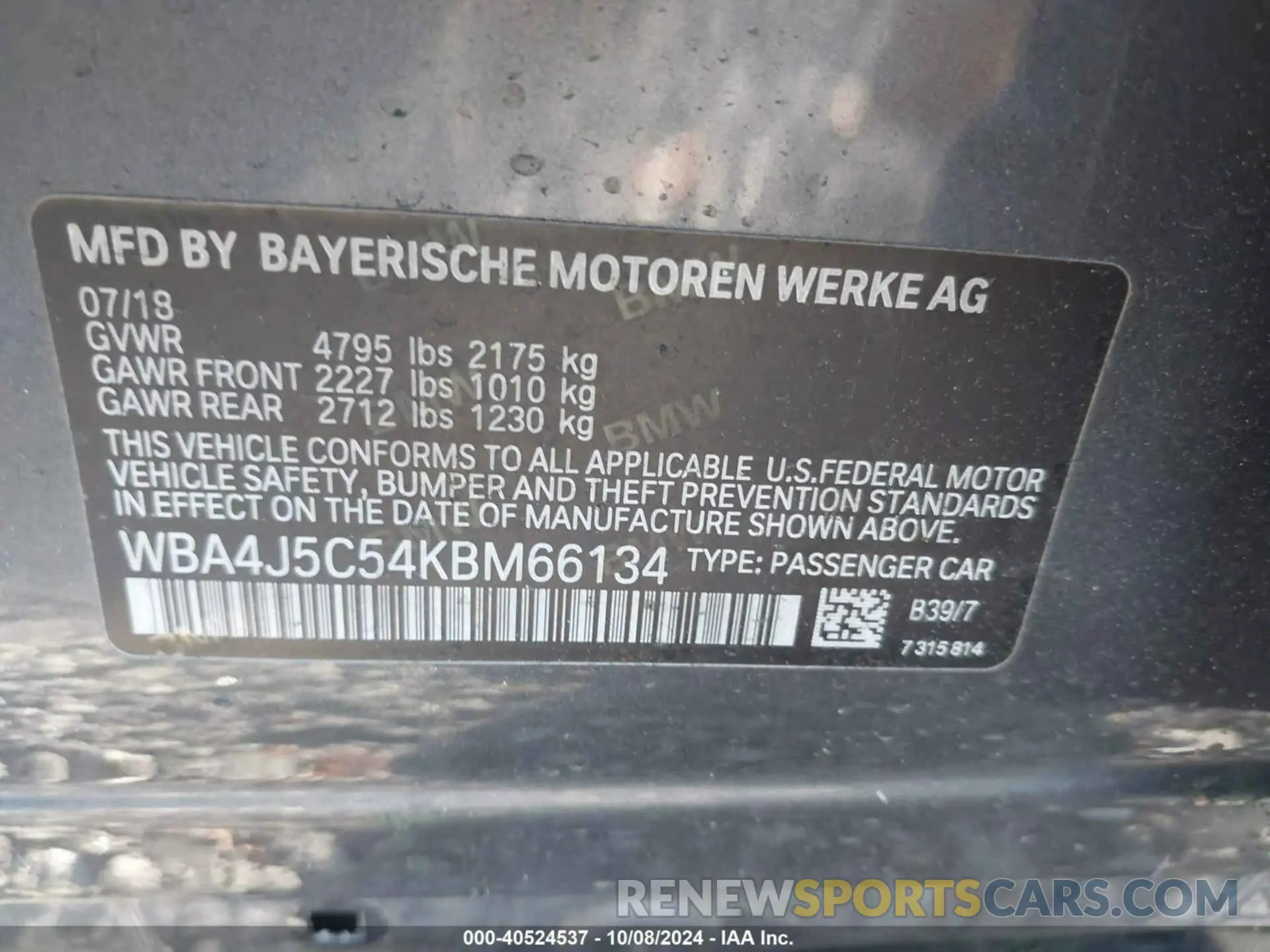 9 Photograph of a damaged car WBA4J5C54KBM66134 BMW 440I GRAN COUPE 2019