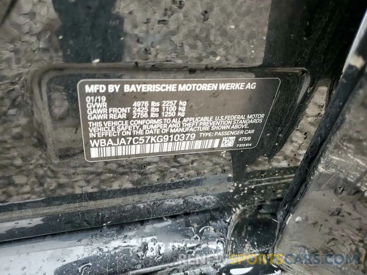 14 Photograph of a damaged car WBAJA7C57KG910379 BMW 5 SERIES 2019