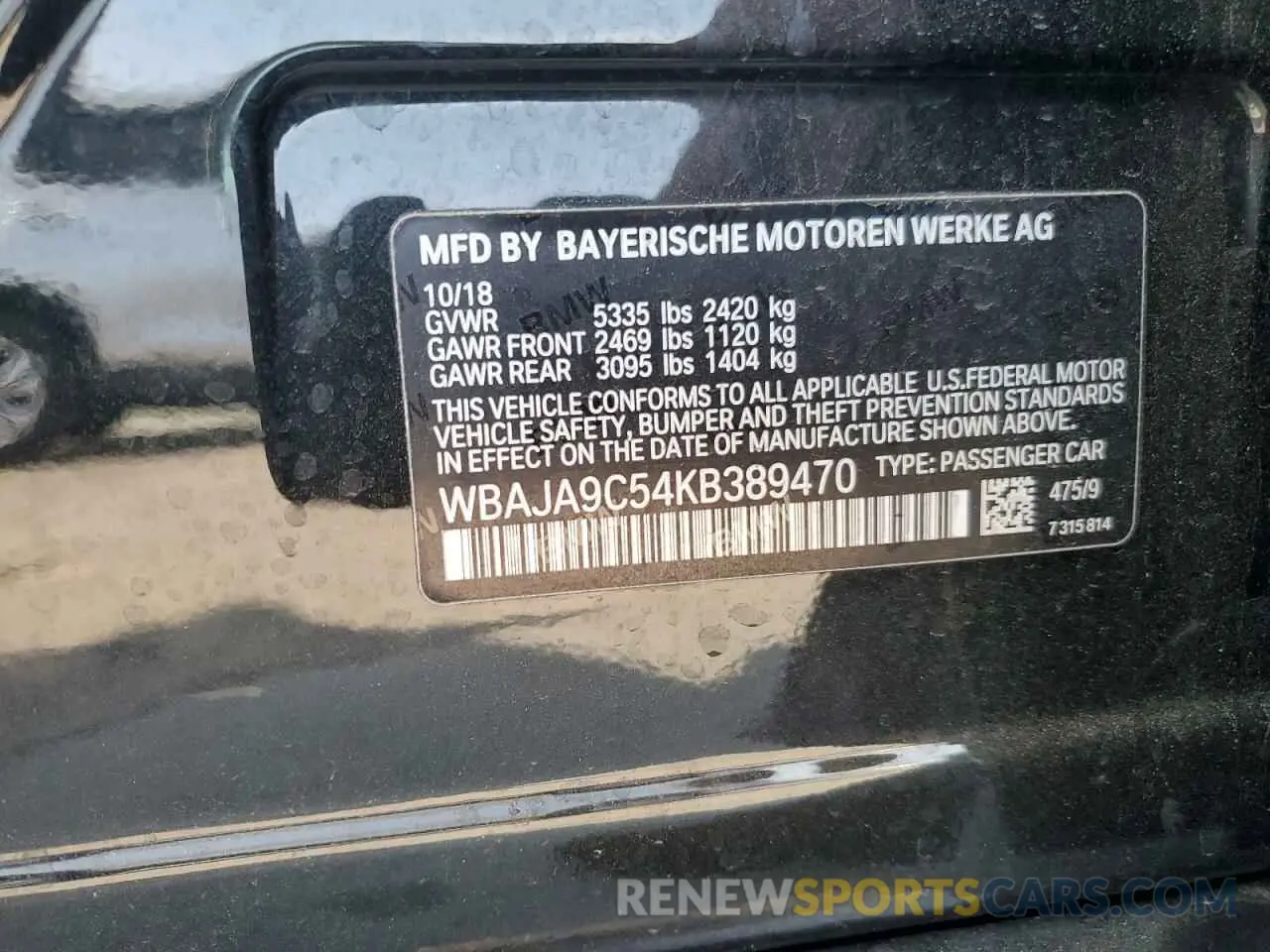12 Photograph of a damaged car WBAJA9C54KB389470 BMW 5 SERIES 2019