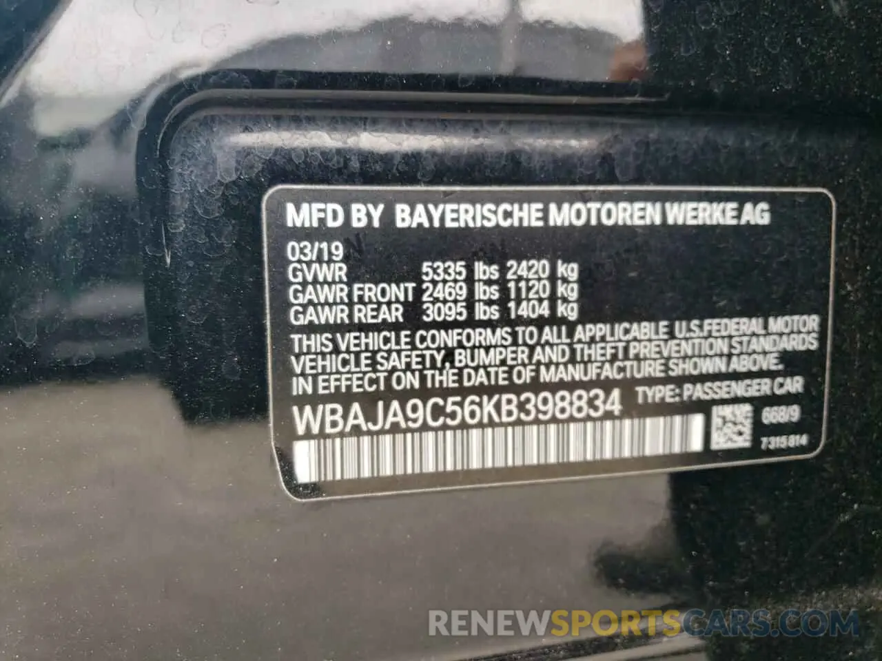 13 Photograph of a damaged car WBAJA9C56KB398834 BMW 5 SERIES 2019