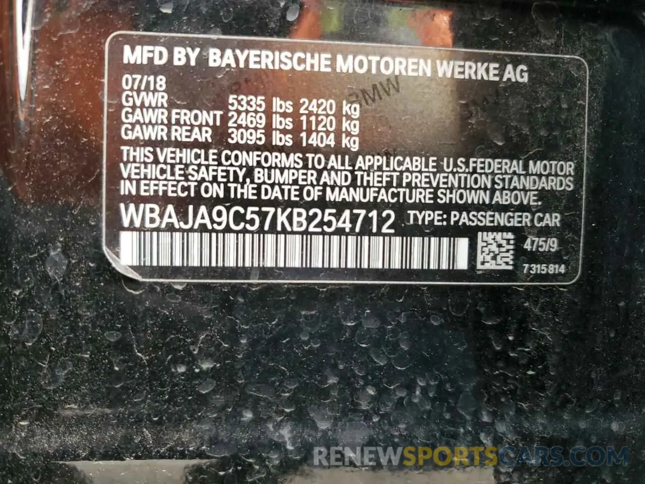 14 Photograph of a damaged car WBAJA9C57KB254712 BMW 5 SERIES 2019