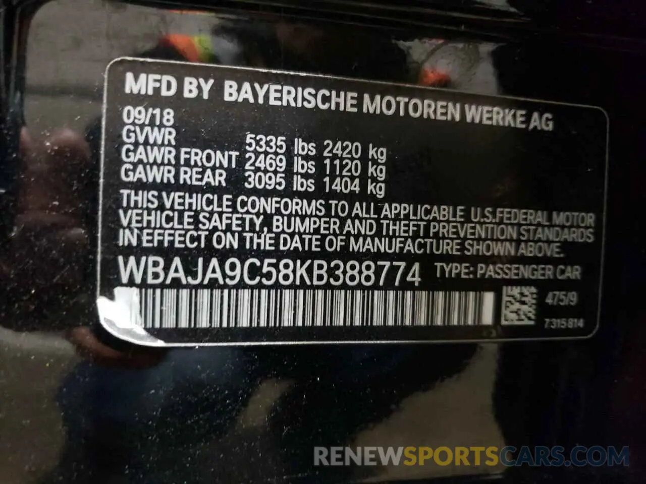 13 Photograph of a damaged car WBAJA9C58KB388774 BMW 5 SERIES 2019