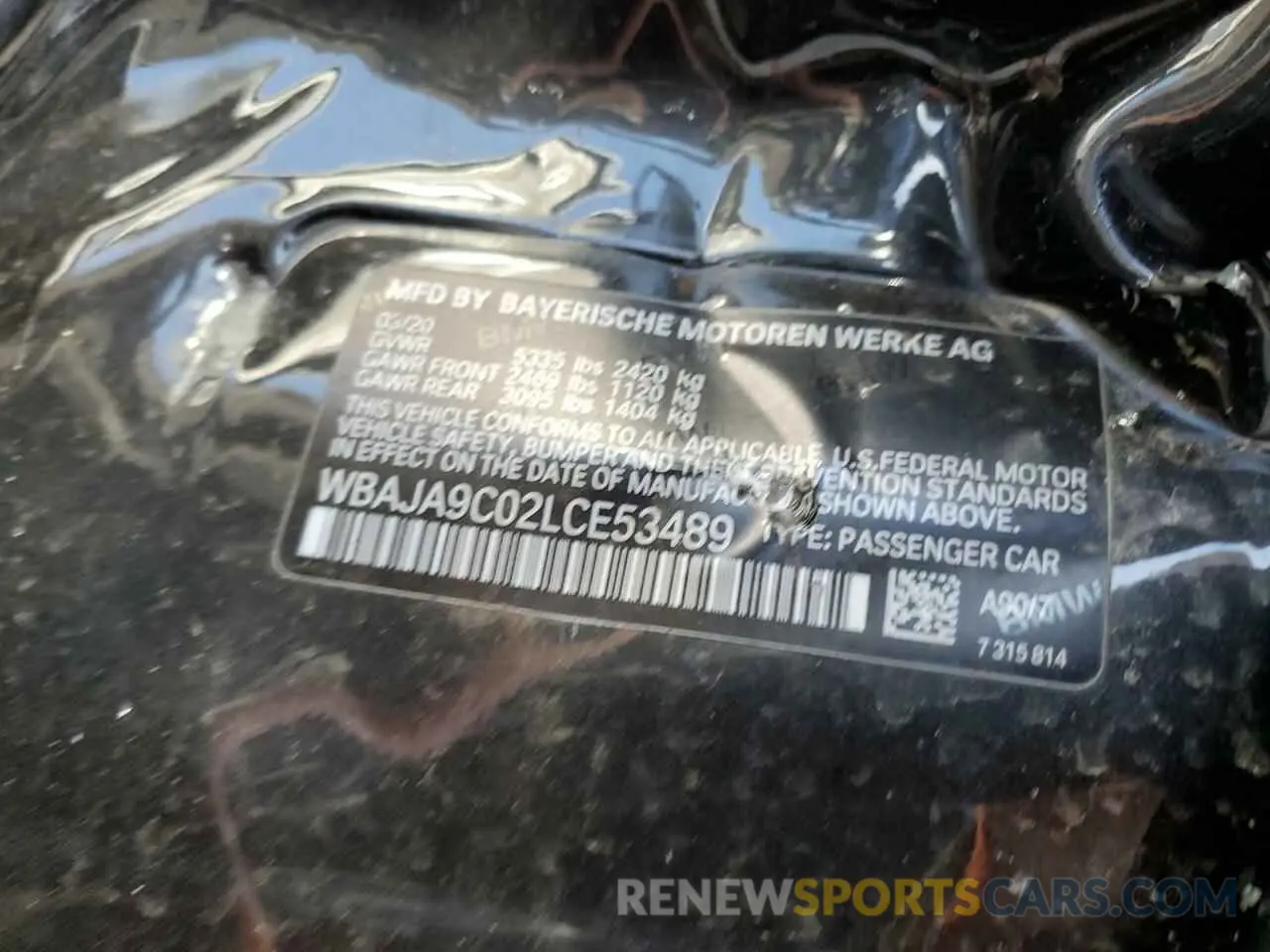 12 Photograph of a damaged car WBAJA9C02LCE53489 BMW 5 SERIES 2020