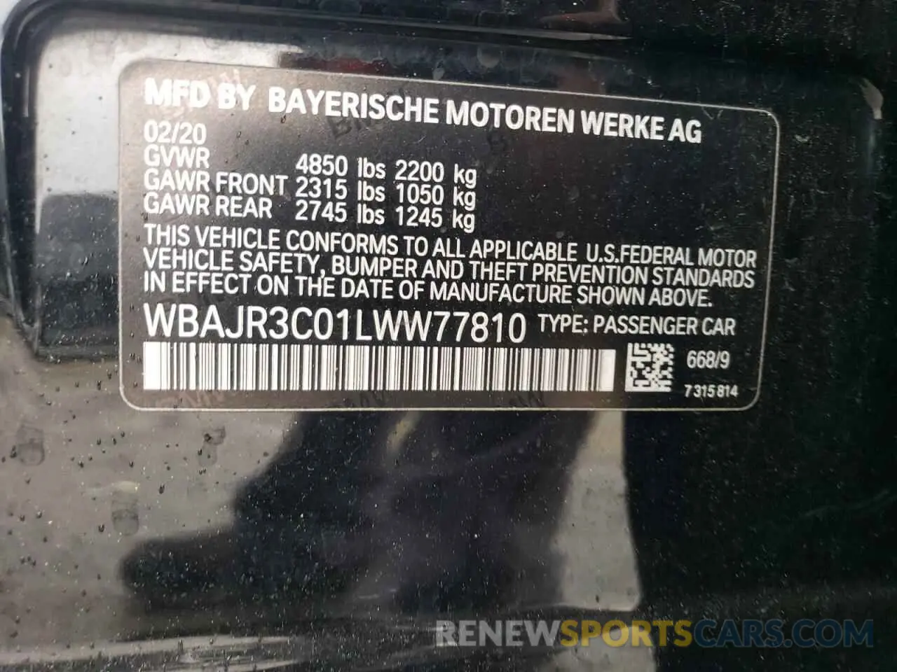 14 Фотография поврежденного автомобиля WBAJR3C01LWW77810 BMW 5 SERIES 2020