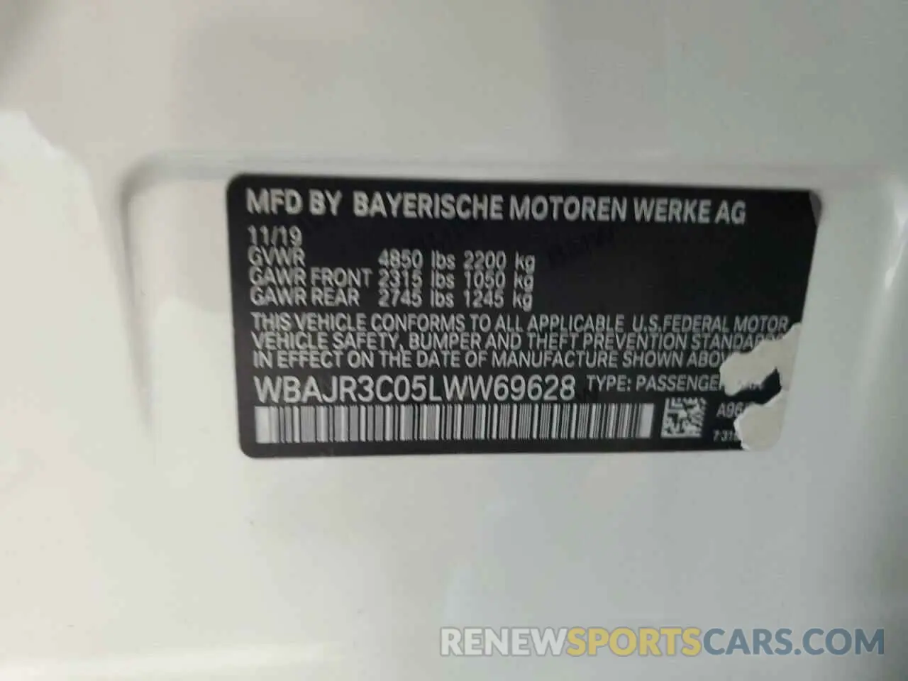 13 Фотография поврежденного автомобиля WBAJR3C05LWW69628 BMW 5 SERIES 2020