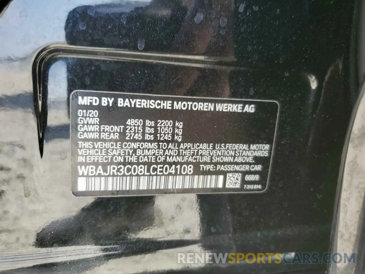 12 Фотография поврежденного автомобиля WBAJR3C08LCE04108 BMW 5 SERIES 2020