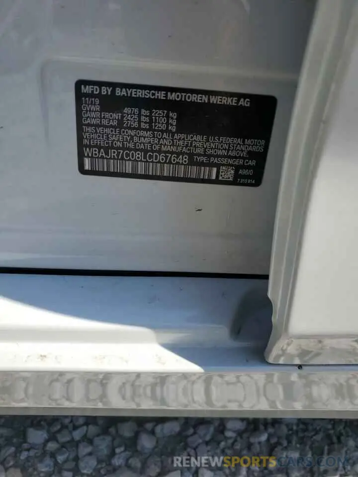 14 Photograph of a damaged car WBAJR7C08LCD67648 BMW 5 SERIES 2020