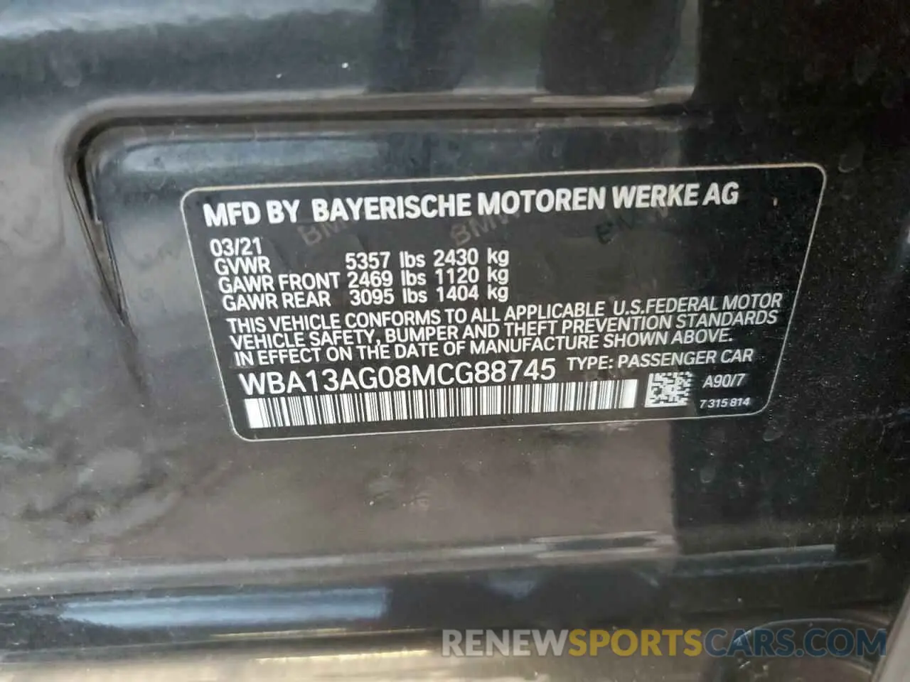 13 Фотография поврежденного автомобиля WBA13AG08MCG88745 BMW 5 SERIES 2021