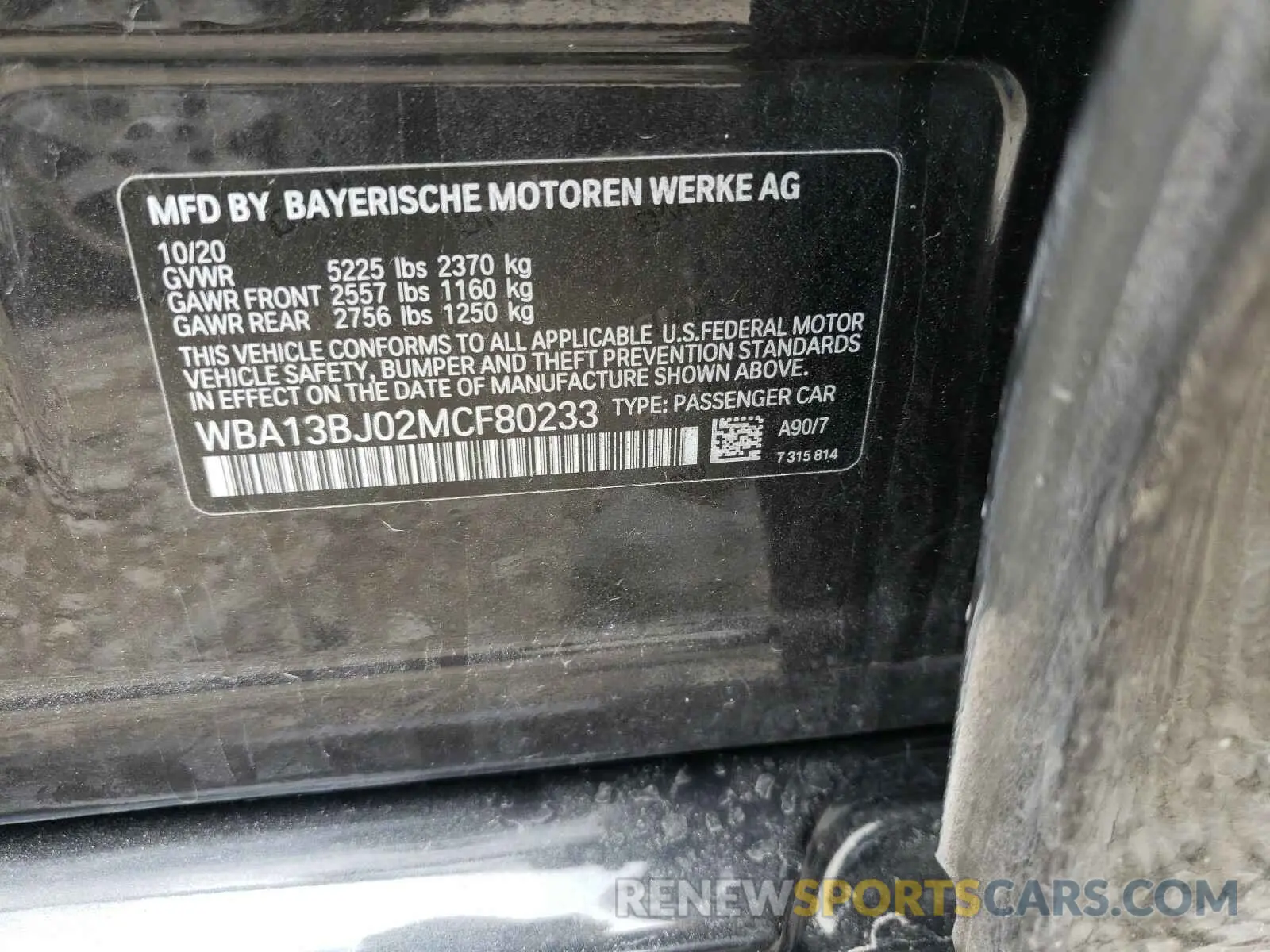 10 Photograph of a damaged car WBA13BJ02MCF80233 BMW 5 SERIES 2021