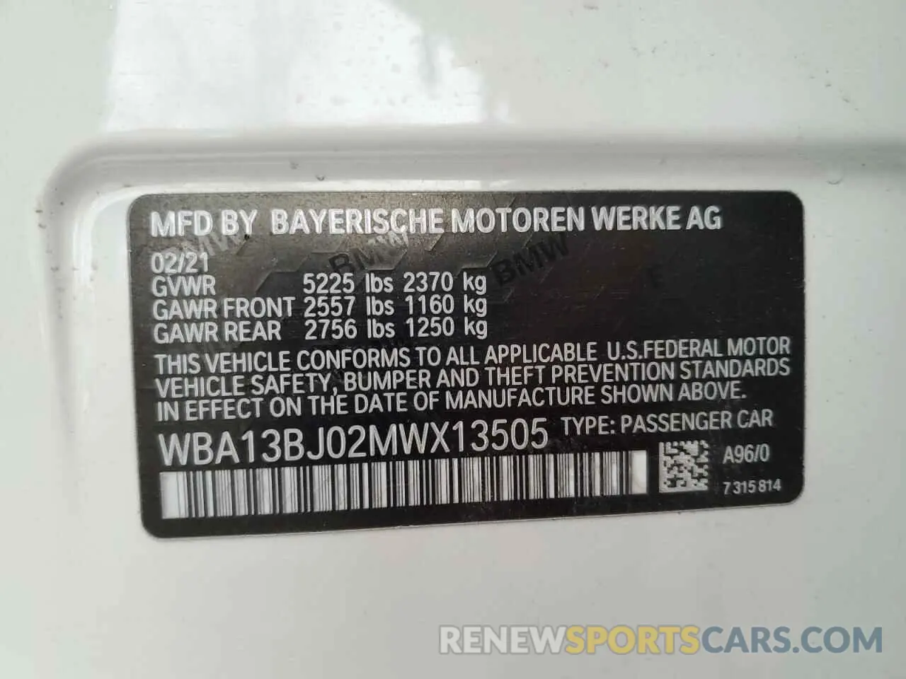 13 Фотография поврежденного автомобиля WBA13BJ02MWX13505 BMW 5 SERIES 2021