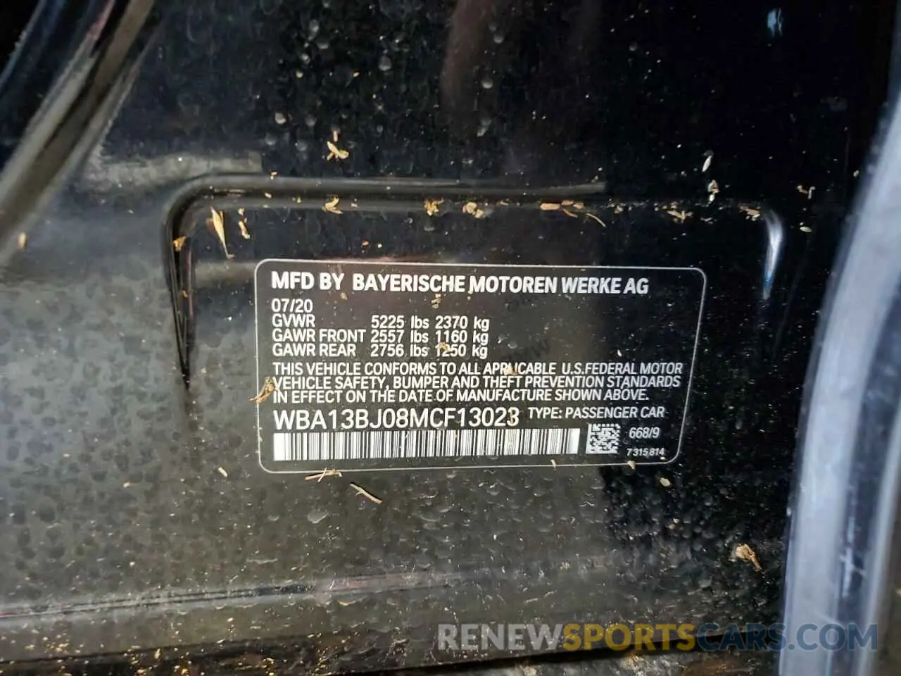 14 Photograph of a damaged car WBA13BJ08MCF13023 BMW 5 SERIES 2021