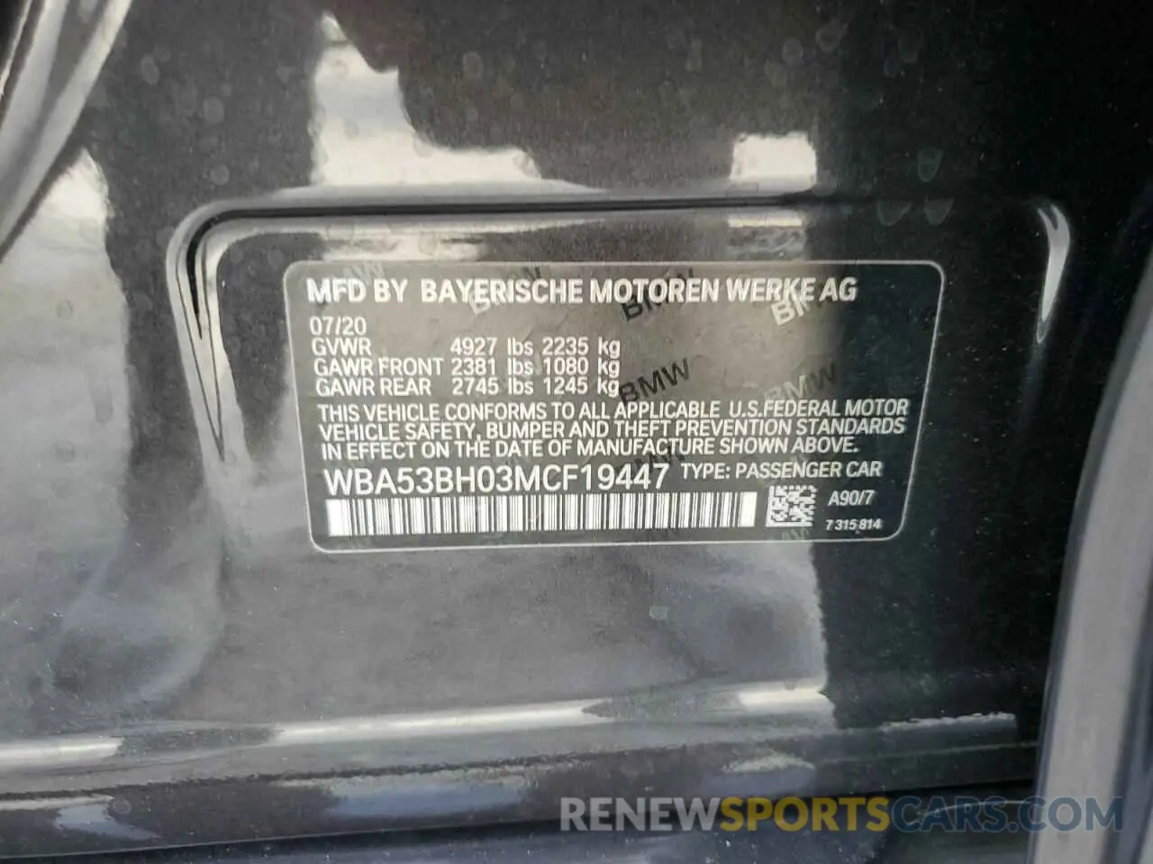 12 Фотография поврежденного автомобиля WBA53BH03MCF19447 BMW 5 SERIES 2021