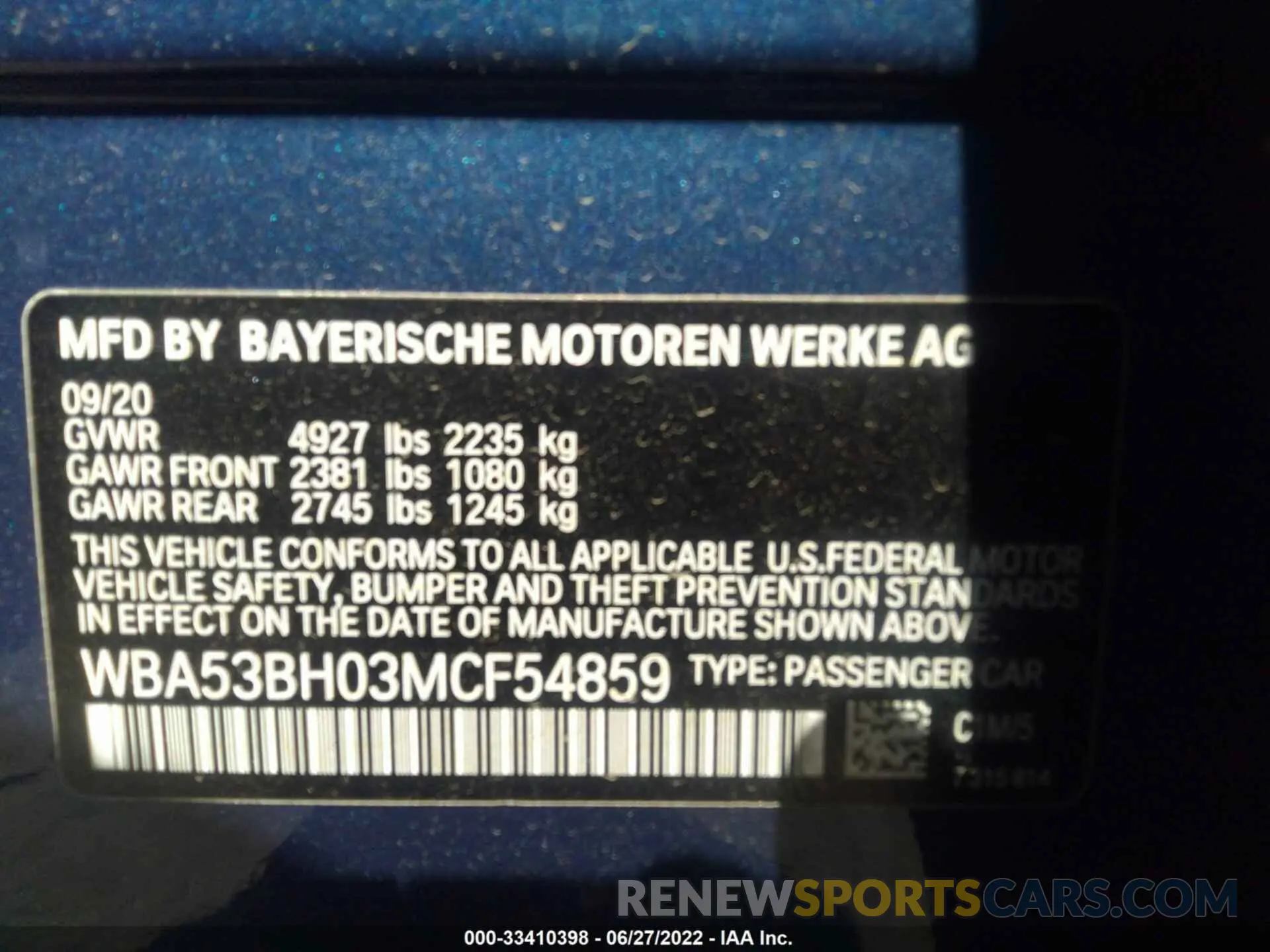 9 Photograph of a damaged car WBA53BH03MCF54859 BMW 5 SERIES 2021