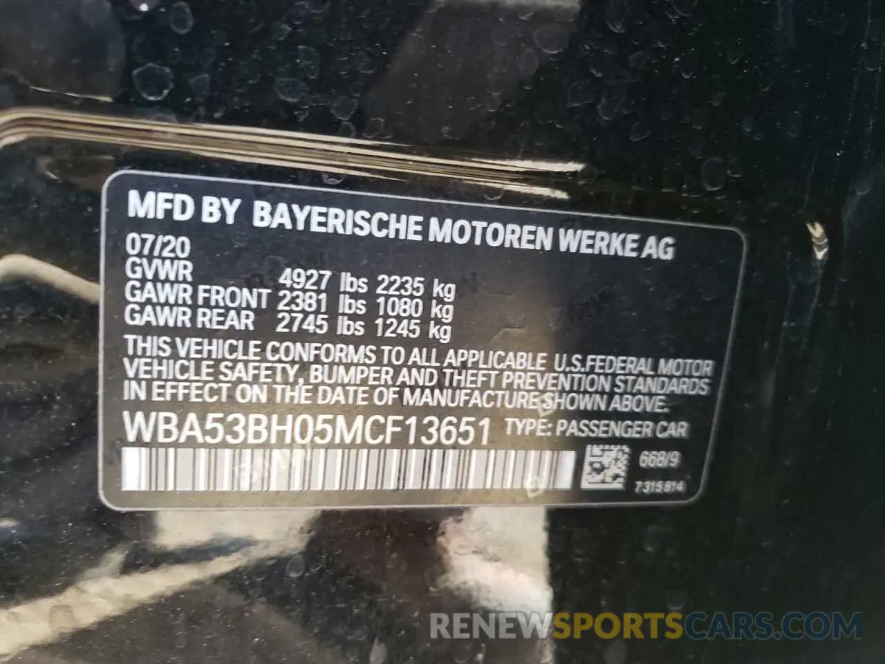 10 Фотография поврежденного автомобиля WBA53BH05MCF13651 BMW 5 SERIES 2021