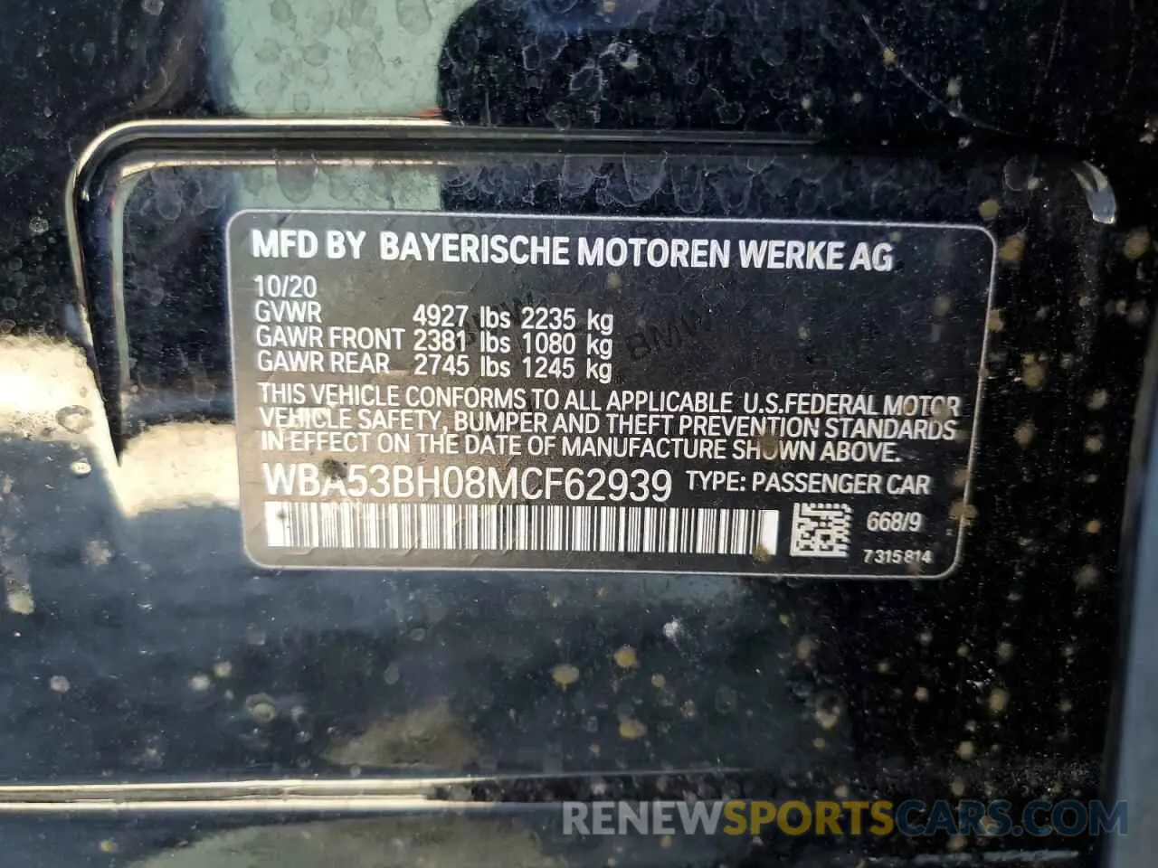 12 Фотография поврежденного автомобиля WBA53BH08MCF62939 BMW 5 SERIES 2021