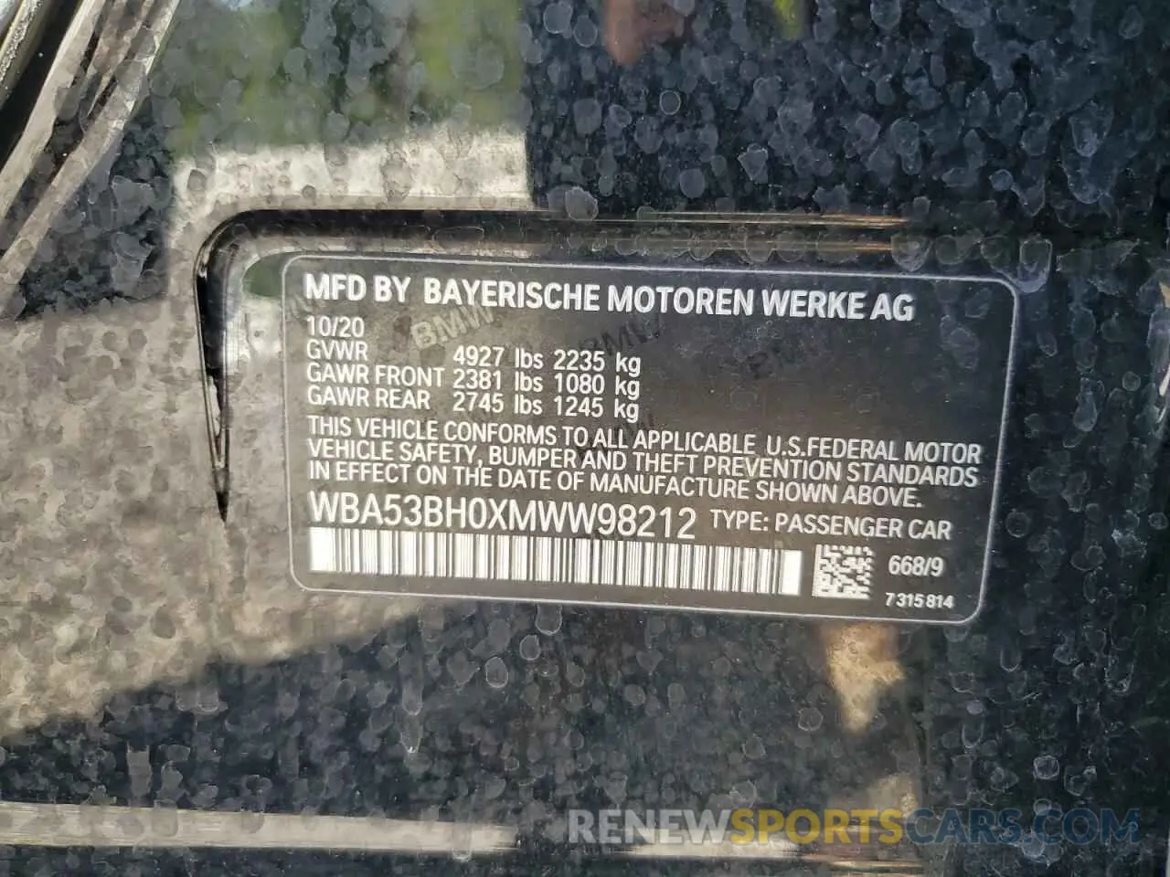 12 Photograph of a damaged car WBA53BH0XMWW98212 BMW 5 SERIES 2021