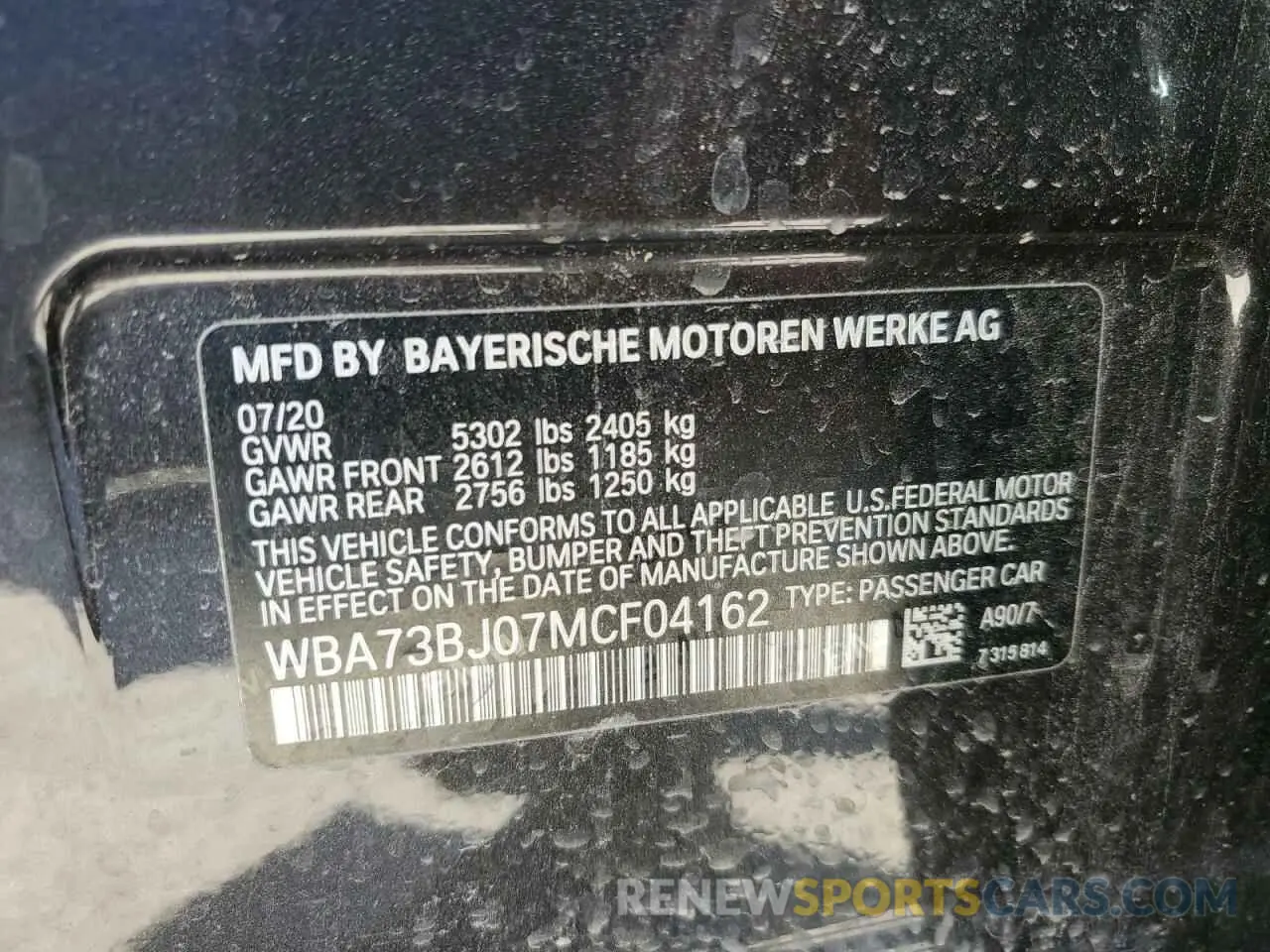 12 Фотография поврежденного автомобиля WBA73BJ07MCF04162 BMW 5 SERIES 2021