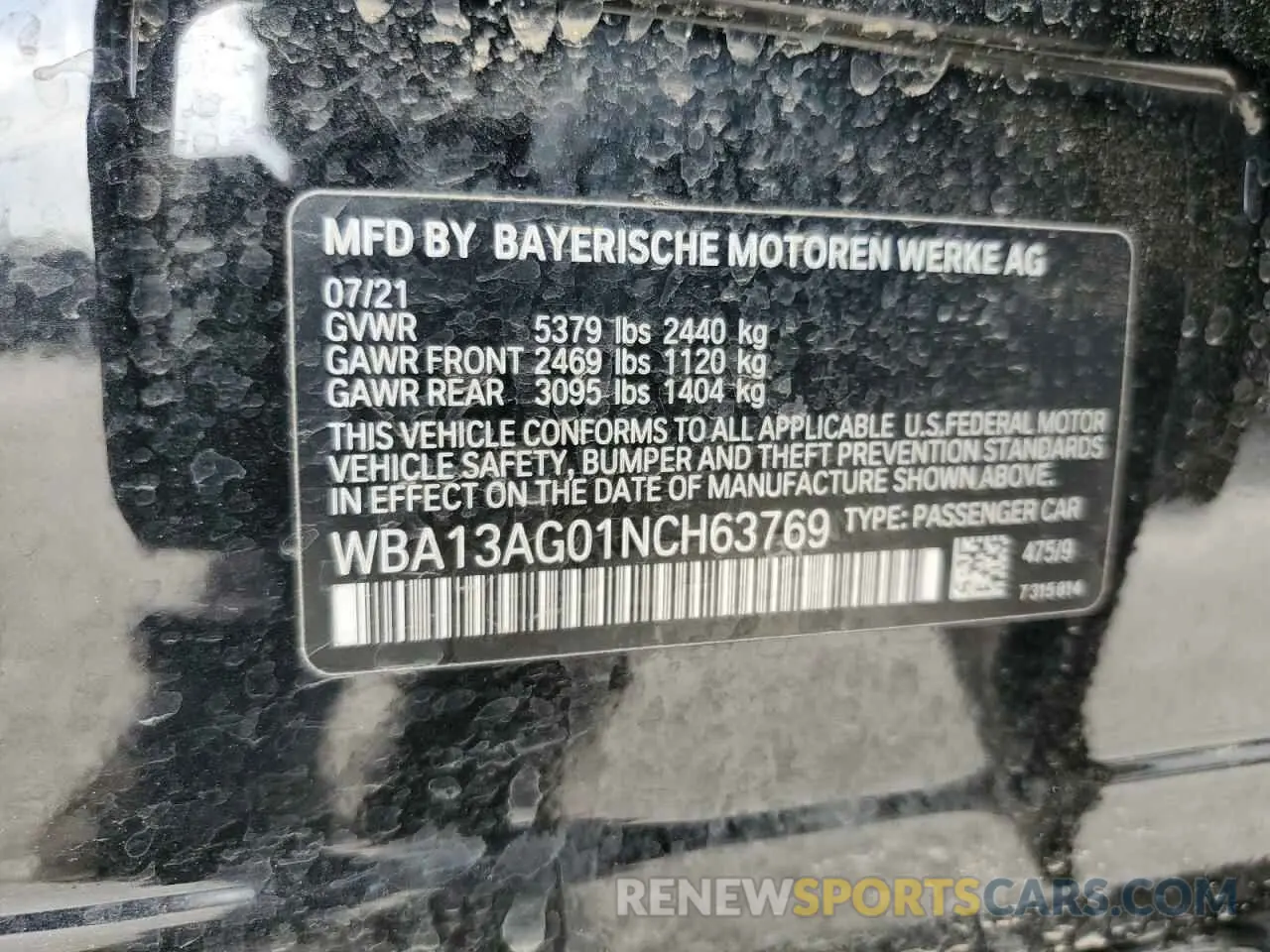 14 Photograph of a damaged car WBA13AG01NCH63769 BMW 5 SERIES 2022