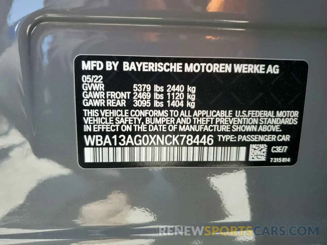 12 Фотография поврежденного автомобиля WBA13AG0XNCK78446 BMW 5 SERIES 2022