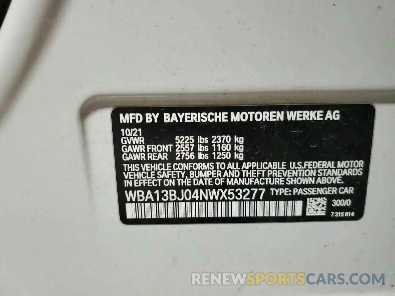 13 Photograph of a damaged car WBA13BJ04NWX53277 BMW 5 SERIES 2022