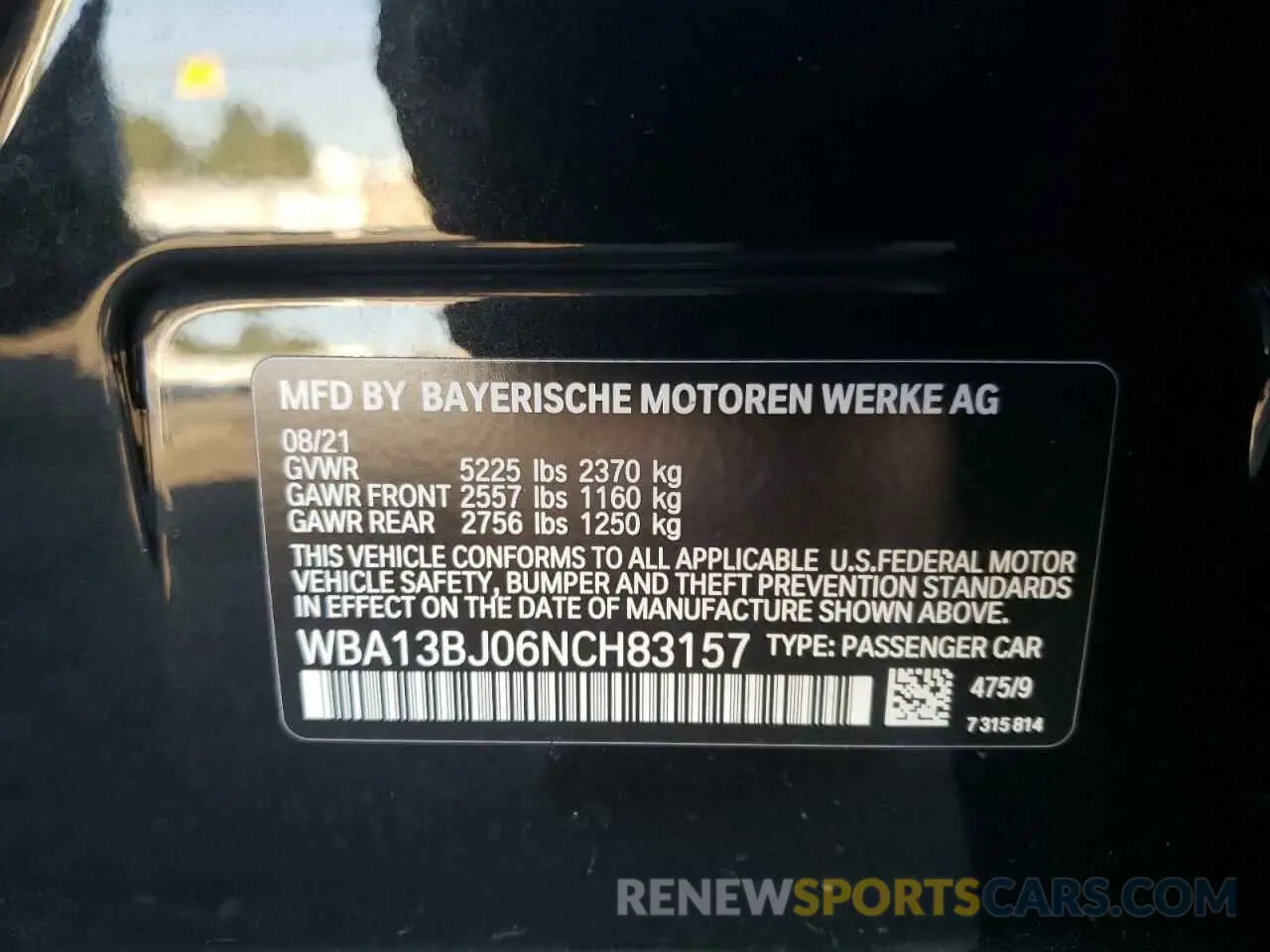 10 Фотография поврежденного автомобиля WBA13BJ06NCH83157 BMW 5 SERIES 2022