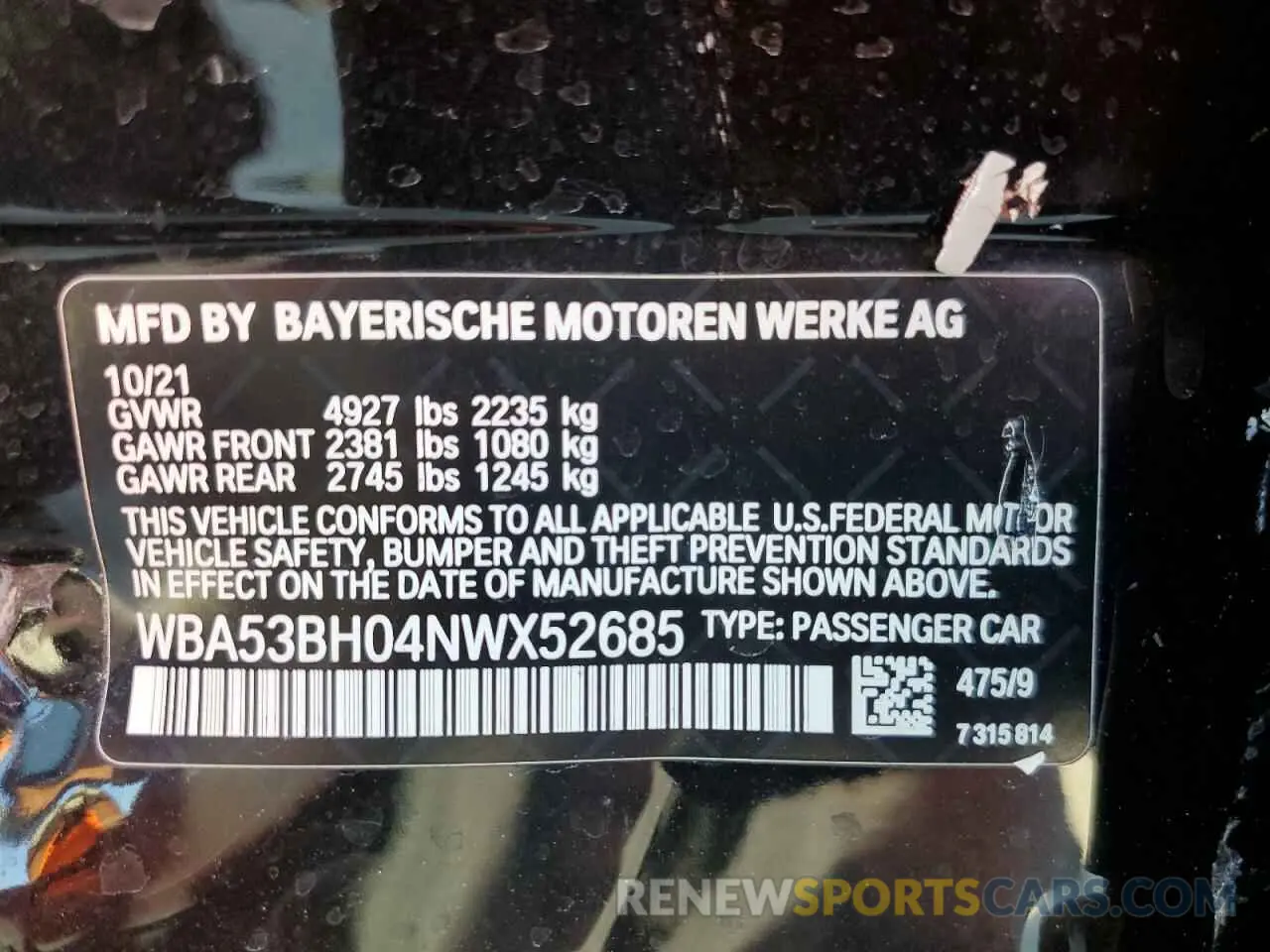 12 Photograph of a damaged car WBA53BH04NWX52685 BMW 5 SERIES 2022