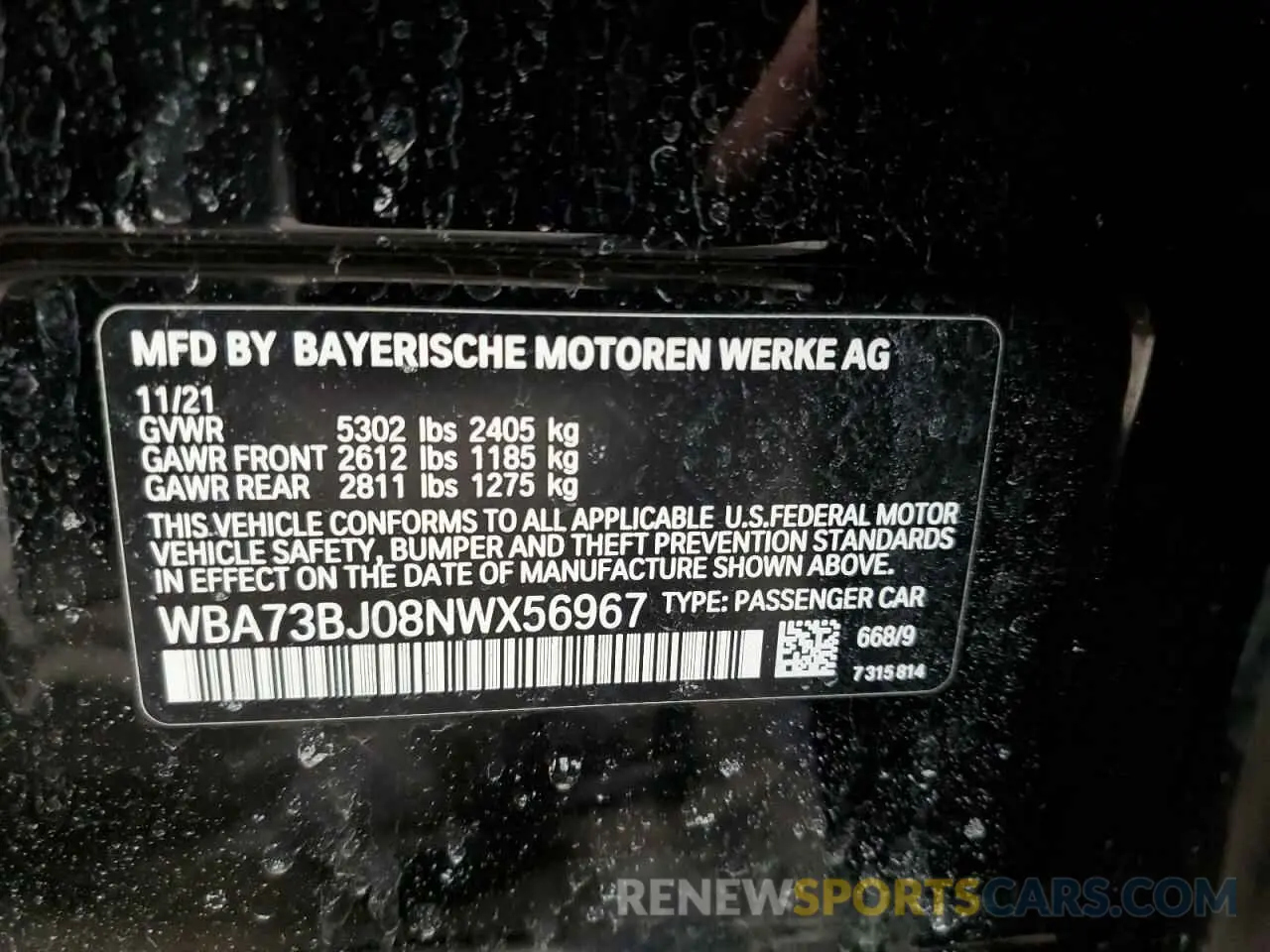 13 Фотография поврежденного автомобиля WBA73BJ08NWX56967 BMW 5 SERIES 2022