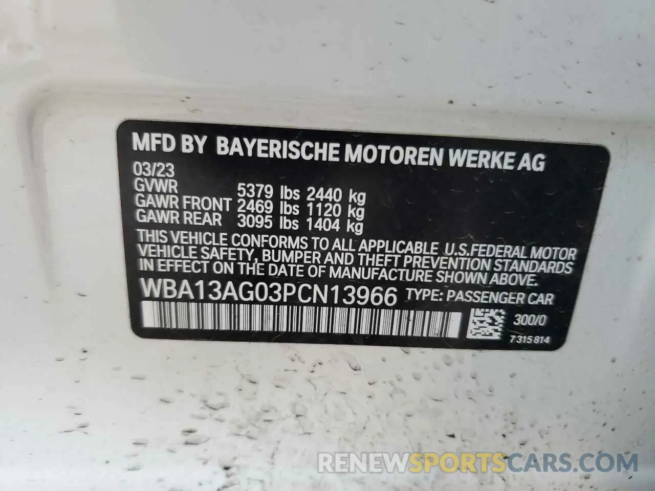 12 Фотография поврежденного автомобиля WBA13AG03PCN13966 BMW 5 SERIES 2023