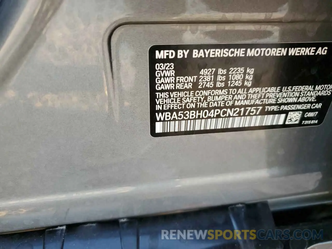 12 Photograph of a damaged car WBA53BH04PCN21757 BMW 5 SERIES 2023