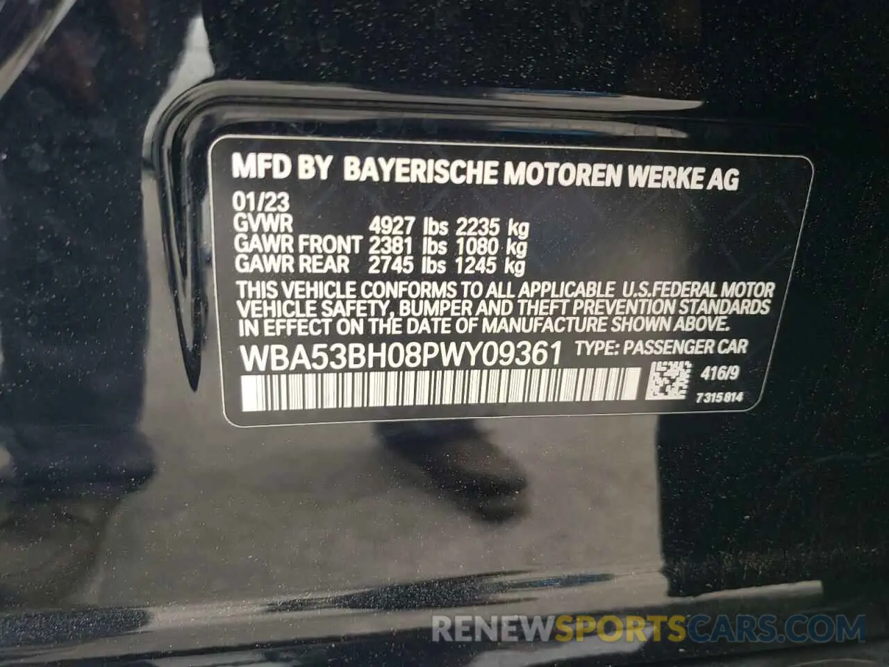 15 Photograph of a damaged car WBA53BH08PWY09361 BMW 5 SERIES 2023