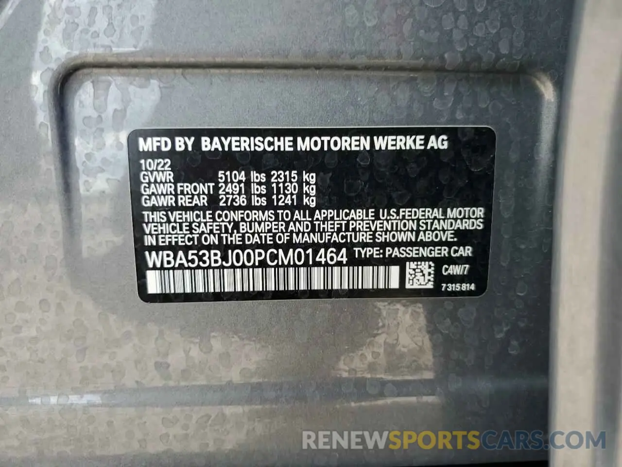 12 Photograph of a damaged car WBA53BJ00PCM01464 BMW 5 SERIES 2023