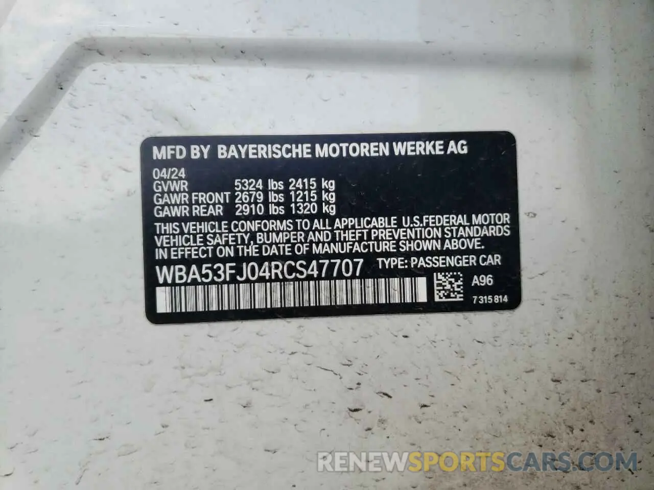12 Фотография поврежденного автомобиля WBA53FJ04RCS47707 BMW 5 SERIES 2024