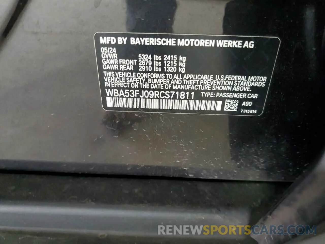 12 Photograph of a damaged car WBA53FJ09RCS71811 BMW 5 SERIES 2024