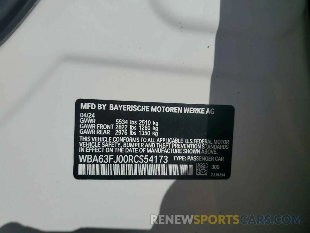 13 Фотография поврежденного автомобиля WBA63FJ00RCS54173 BMW 5 SERIES 2024