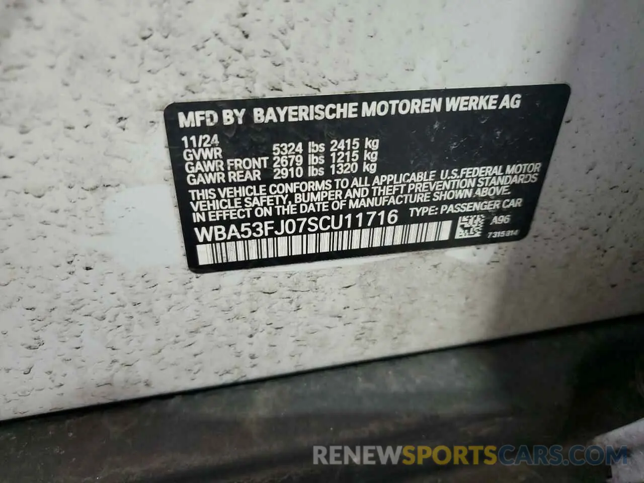 12 Photograph of a damaged car WBA53FJ07SCU11716 BMW 5 SERIES 2025