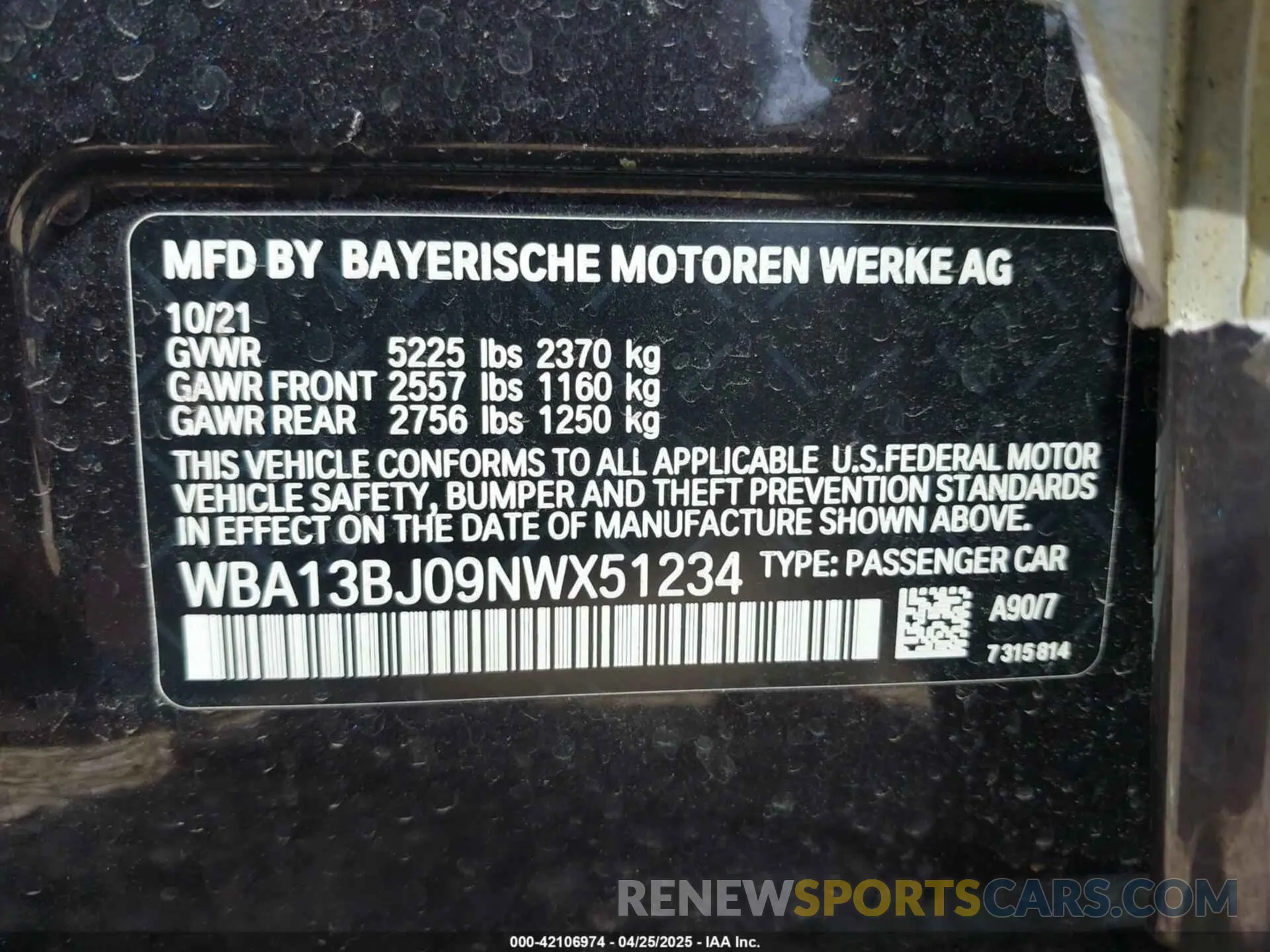 9 Фотография поврежденного автомобиля WBA13BJ09NWX51234 BMW 530 2022