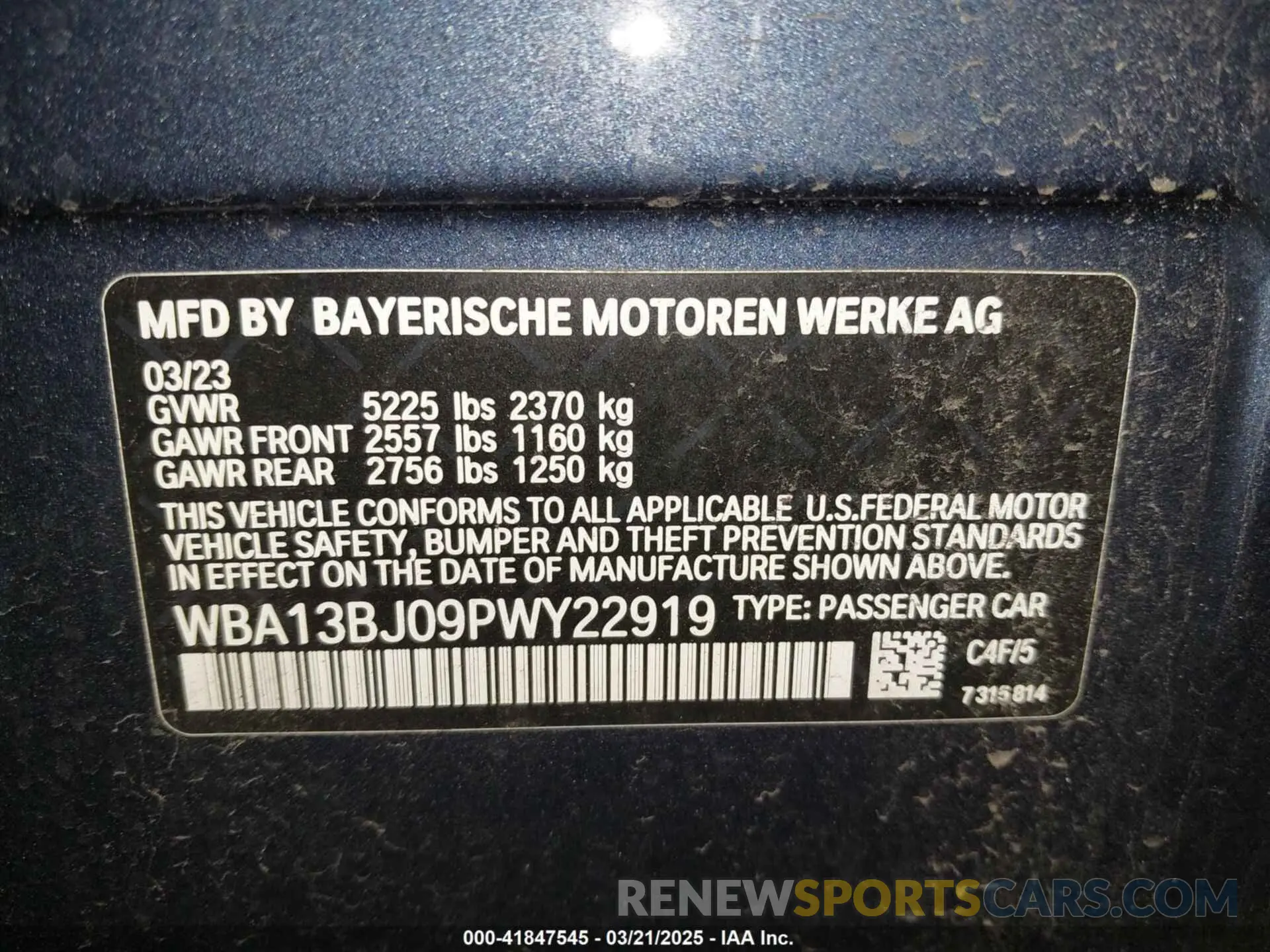 9 Photograph of a damaged car WBA13BJ09PWY22919 BMW 530 2023